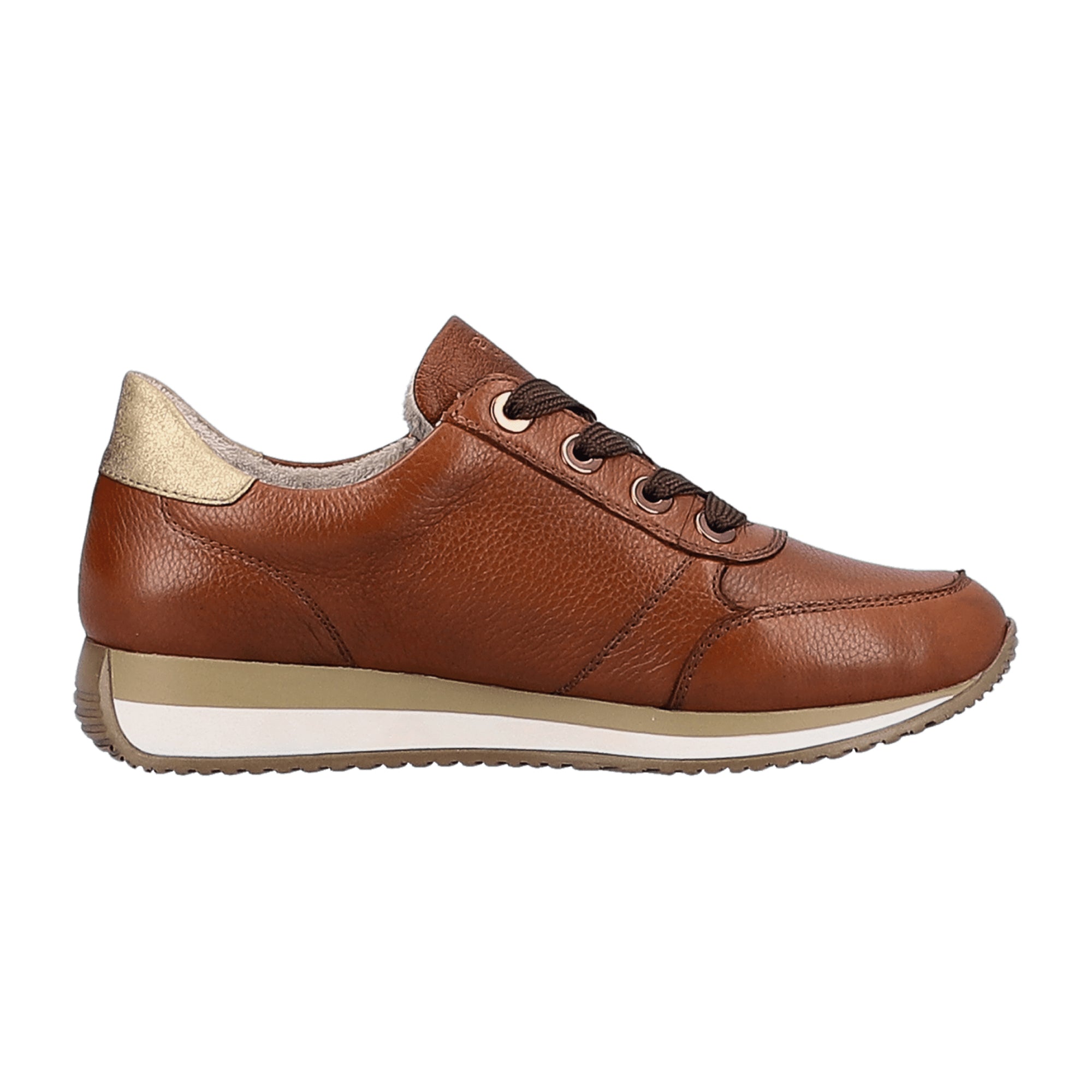 Remonte Women's Brown Leather Casual Shoes with Zipper and Laces