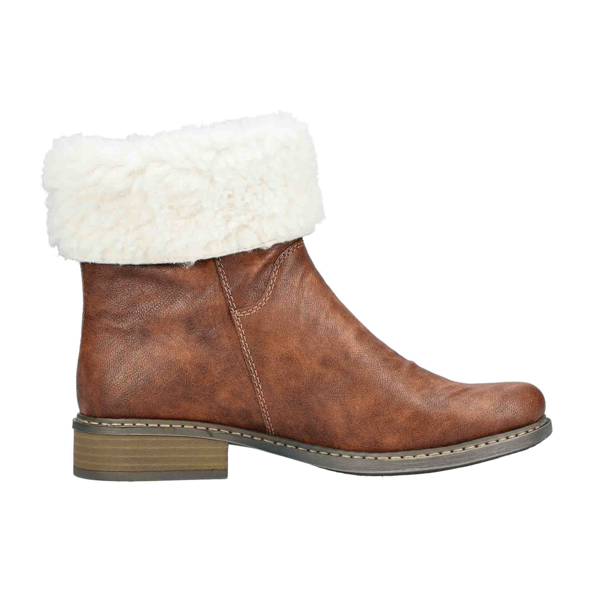 Rieker HWK Women's Brown Boots Warm Lined Synthetic Leather Fall Winter