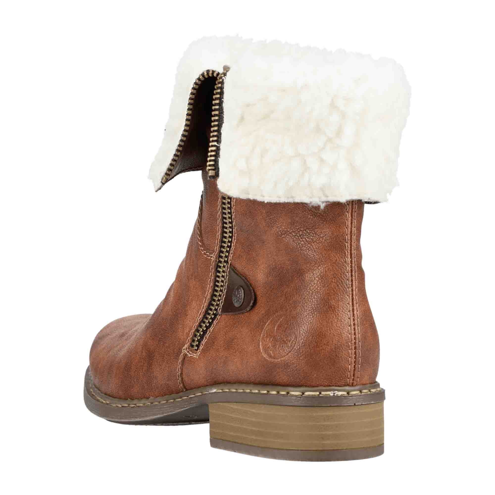 Rieker HWK Women's Brown Boots Warm Lined Synthetic Leather Fall Winter
