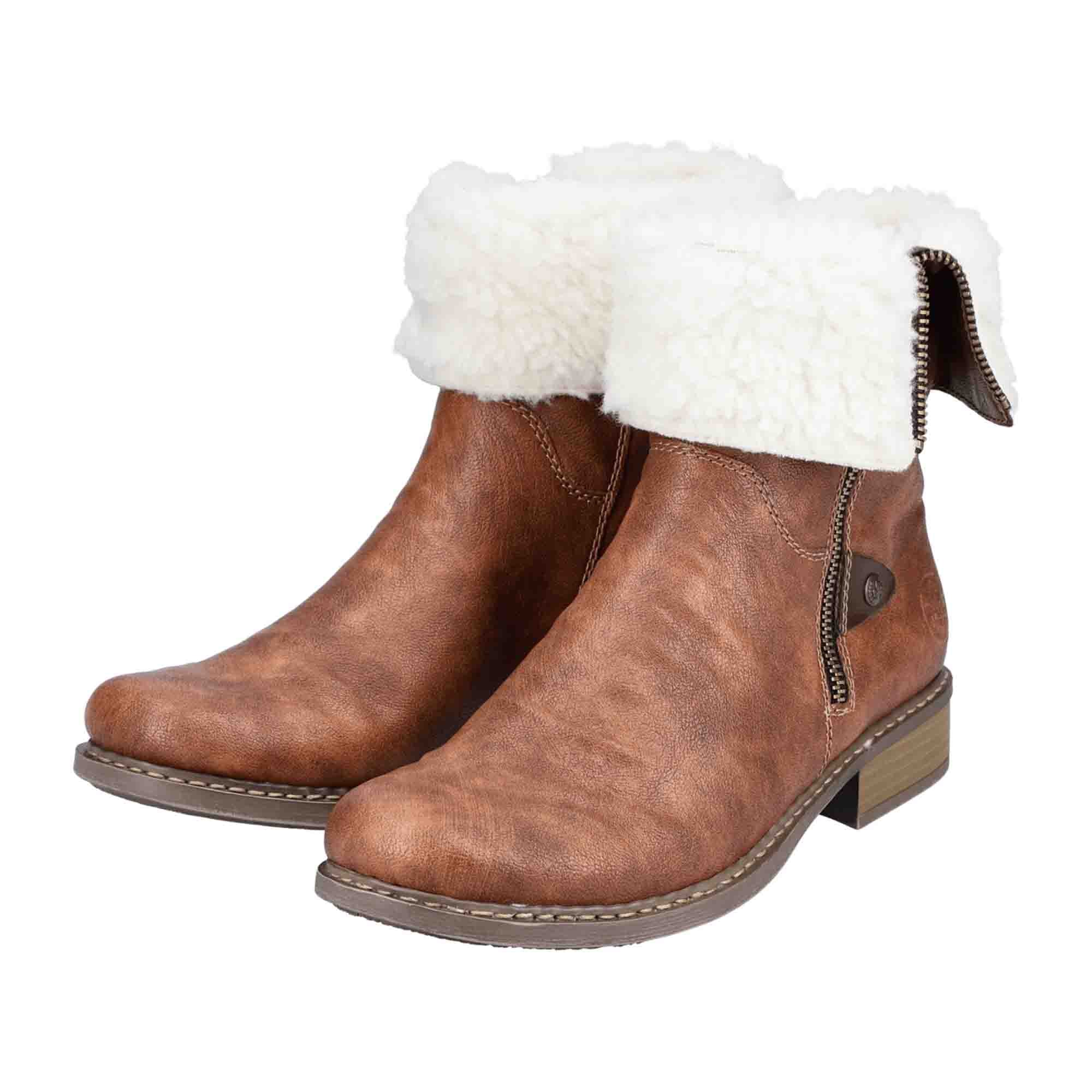 Rieker HWK Women's Brown Boots Warm Lined Synthetic Leather Fall Winter
