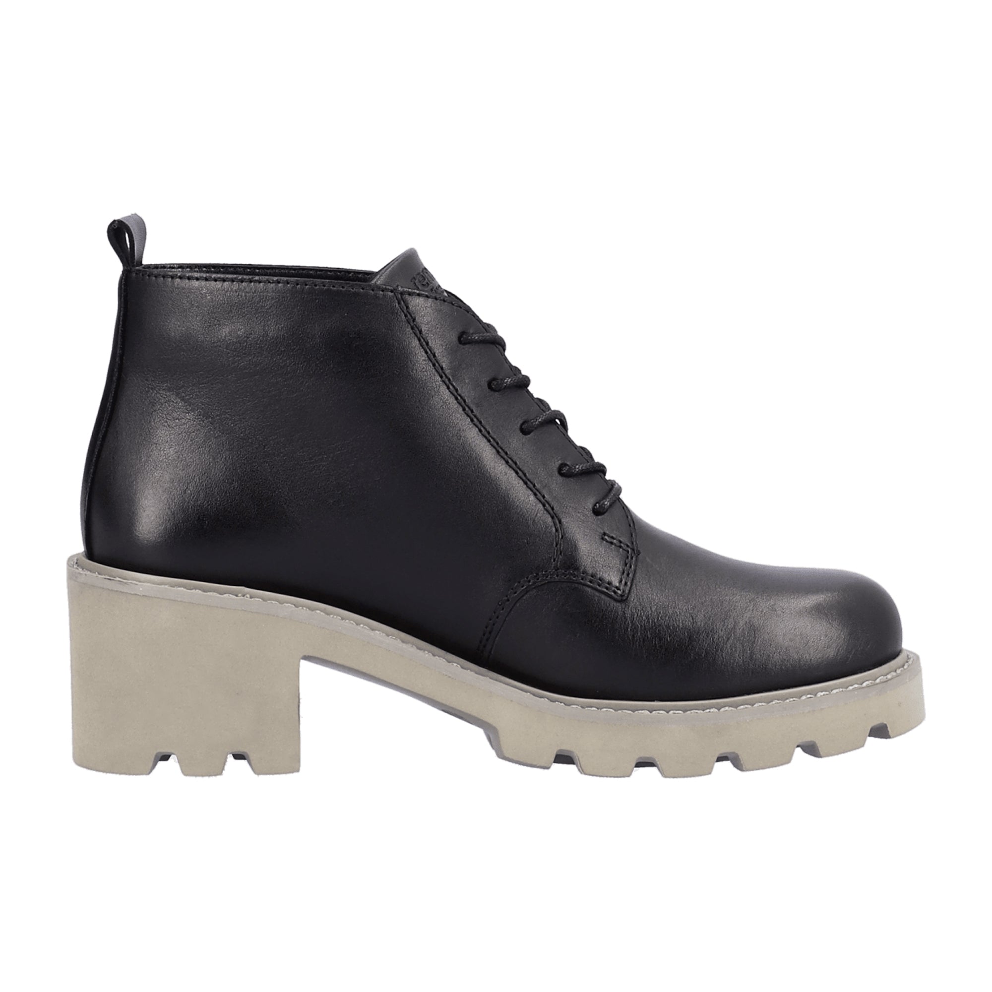 Remonte Black Leather Ankle Boots for Women with Removable Insole and Laces