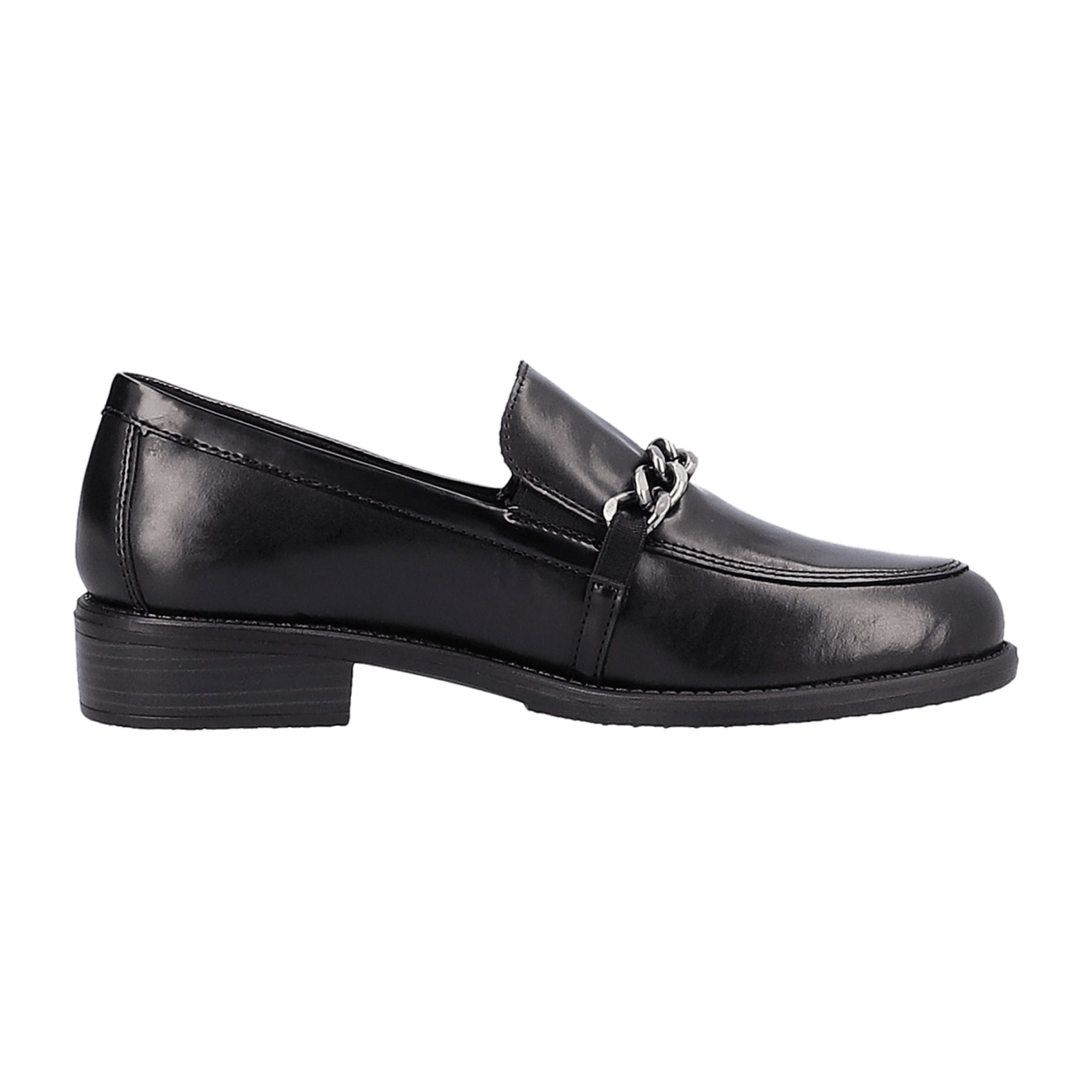 Remonte Women's Black Leather Slip-On Shoes with Block Heel and Removable Insole