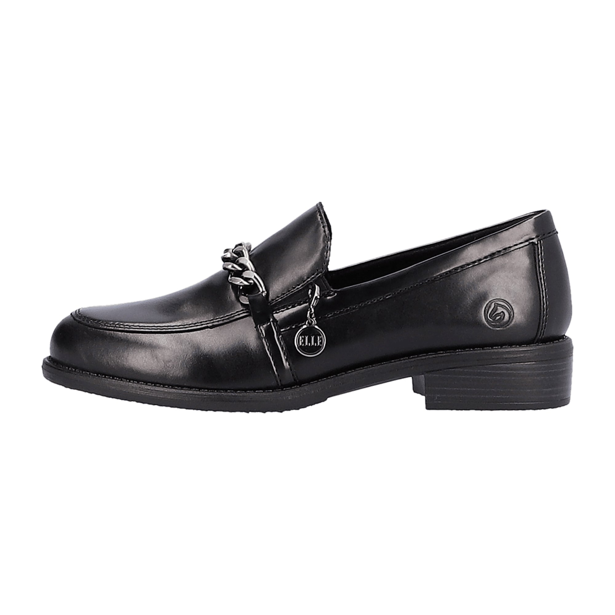 Remonte Women's Black Leather Slip-On Shoes with Block Heel and Removable Insole