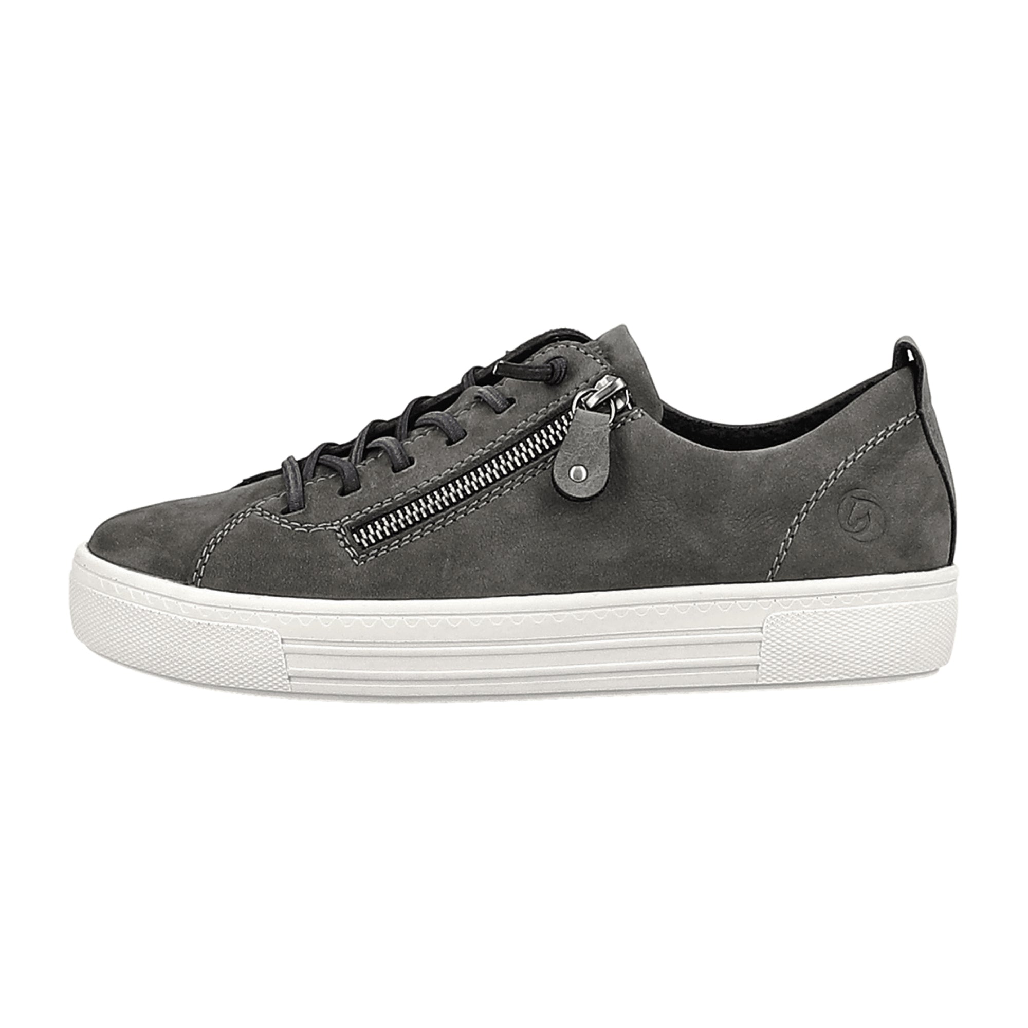 Remonte Women's Gray Lace-Up Suede Shoes with Wedge Heel