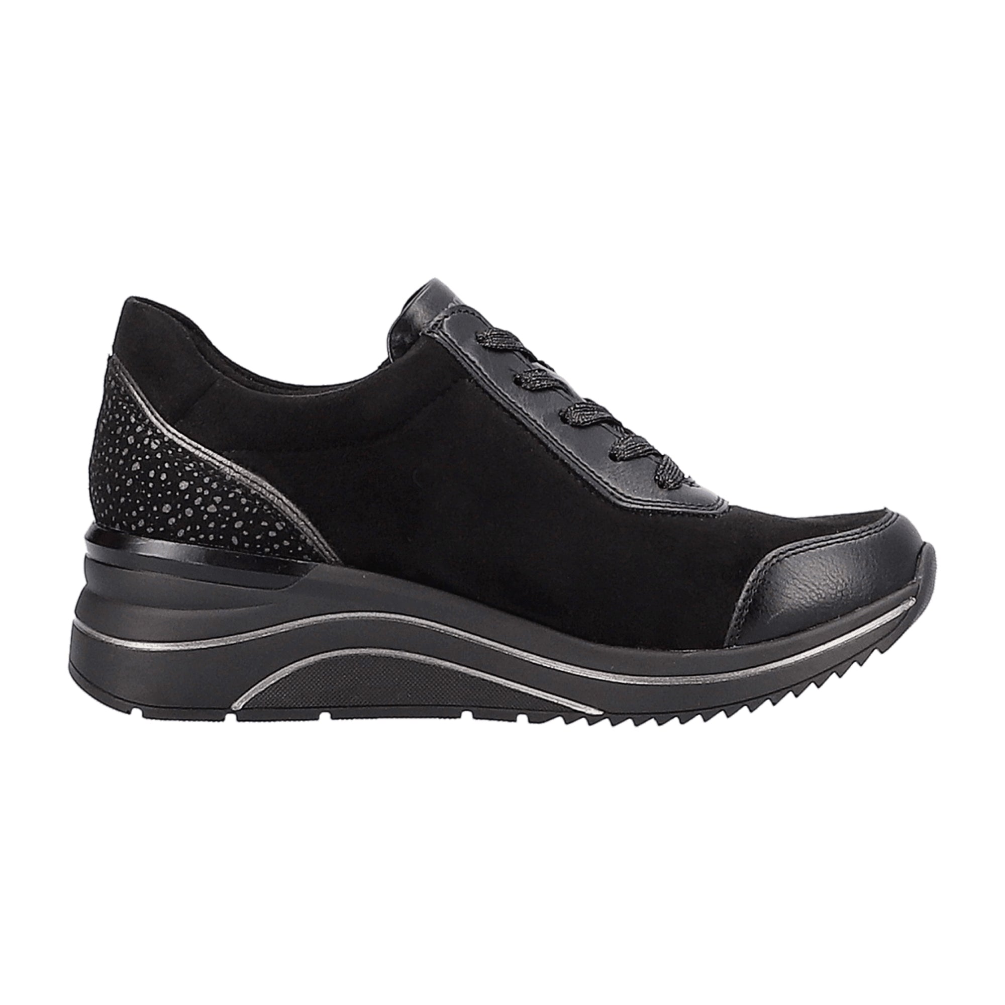Remonte Women's Black Casual Shoes with Removable Insole and Zip Closure