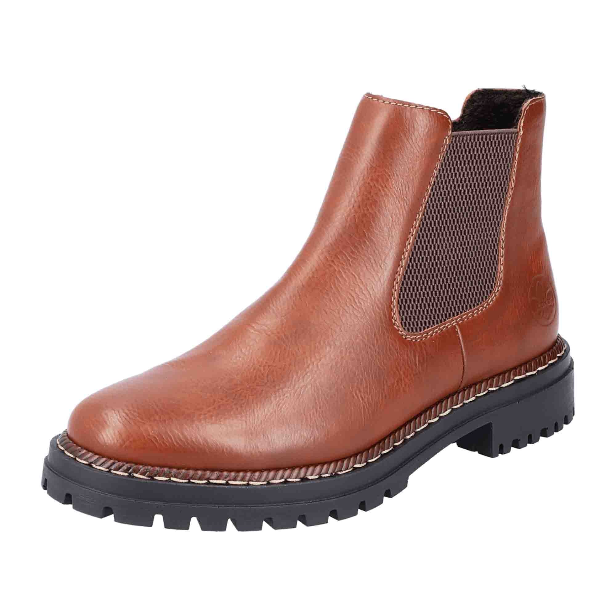 Rieker HWK Women's Brown Boots with Block Heel and Zip Closure