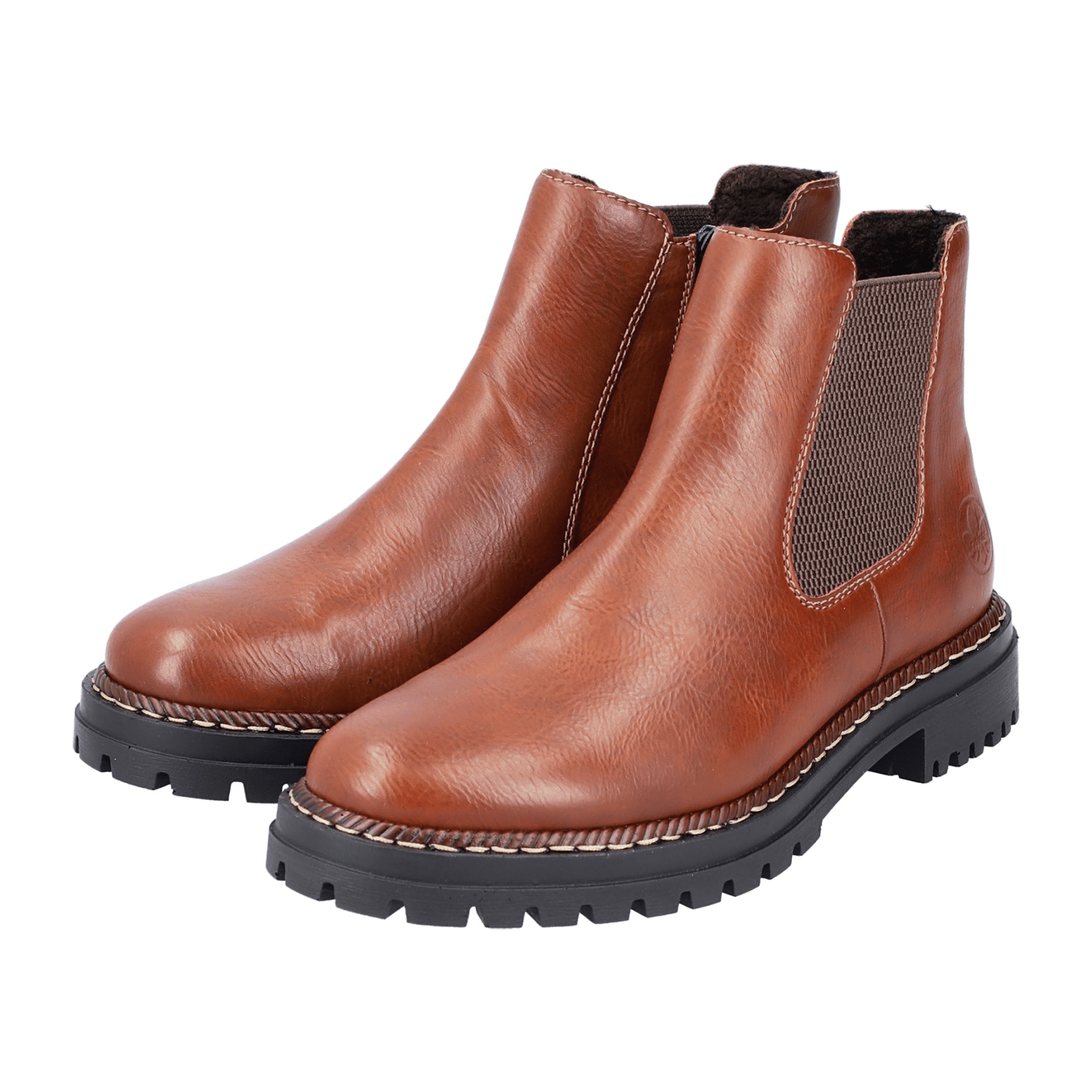 Rieker HWK Women's Brown Boots with Block Heel and Zip Closure