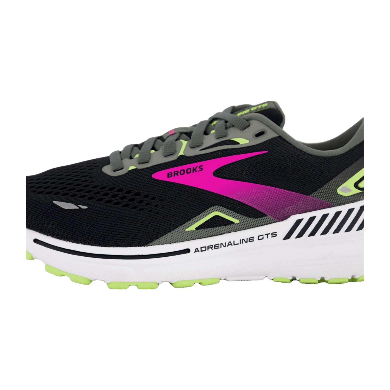 Brooks Adrenaline GTS 23 Women's Running Shoes - Black/Gunmetal/Sharp Green - Textile & Mesh Upper - Rubber Sole