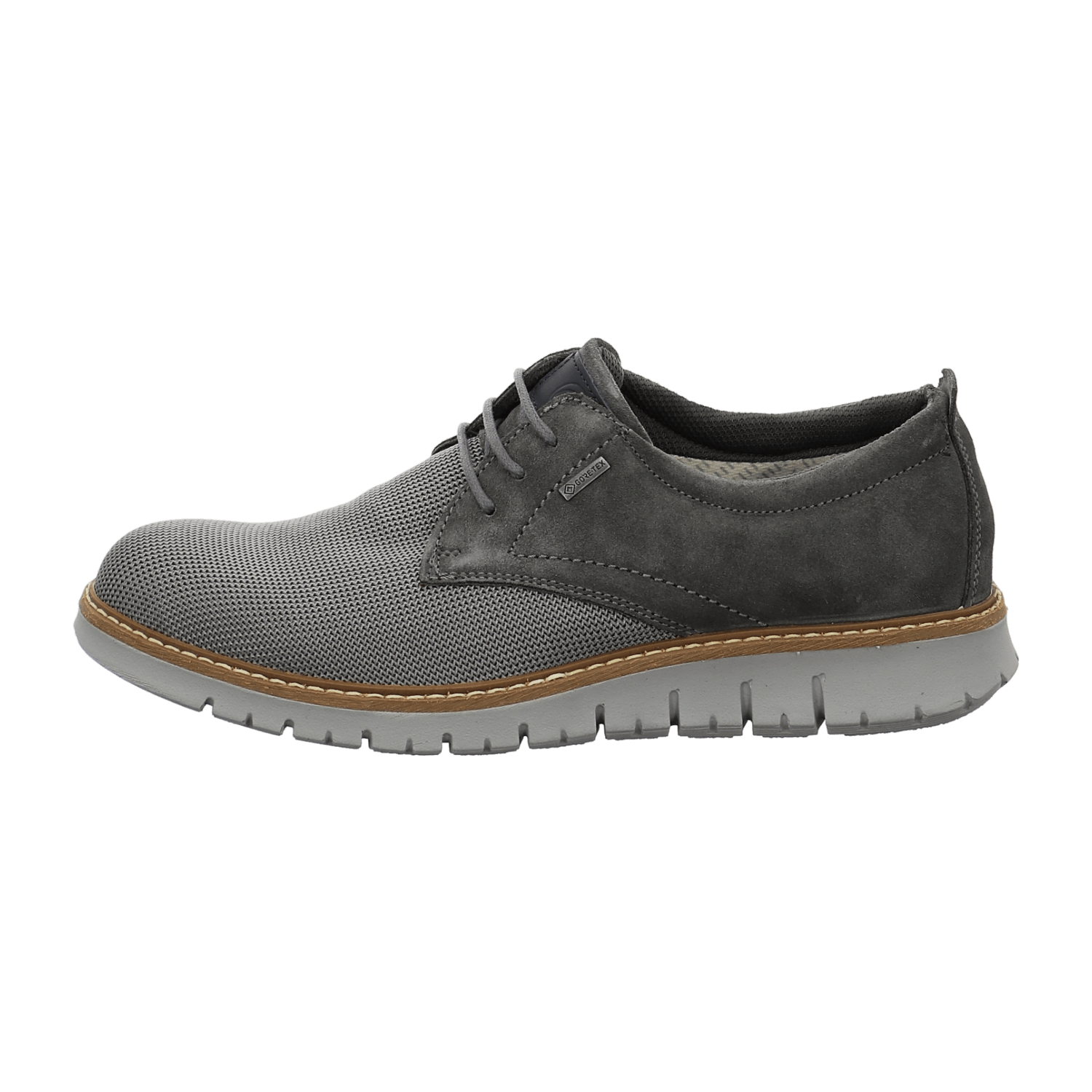 ARA Men's Comfort Lace-Up Boat Shoes in Grey Faux Leather with Leather Lining