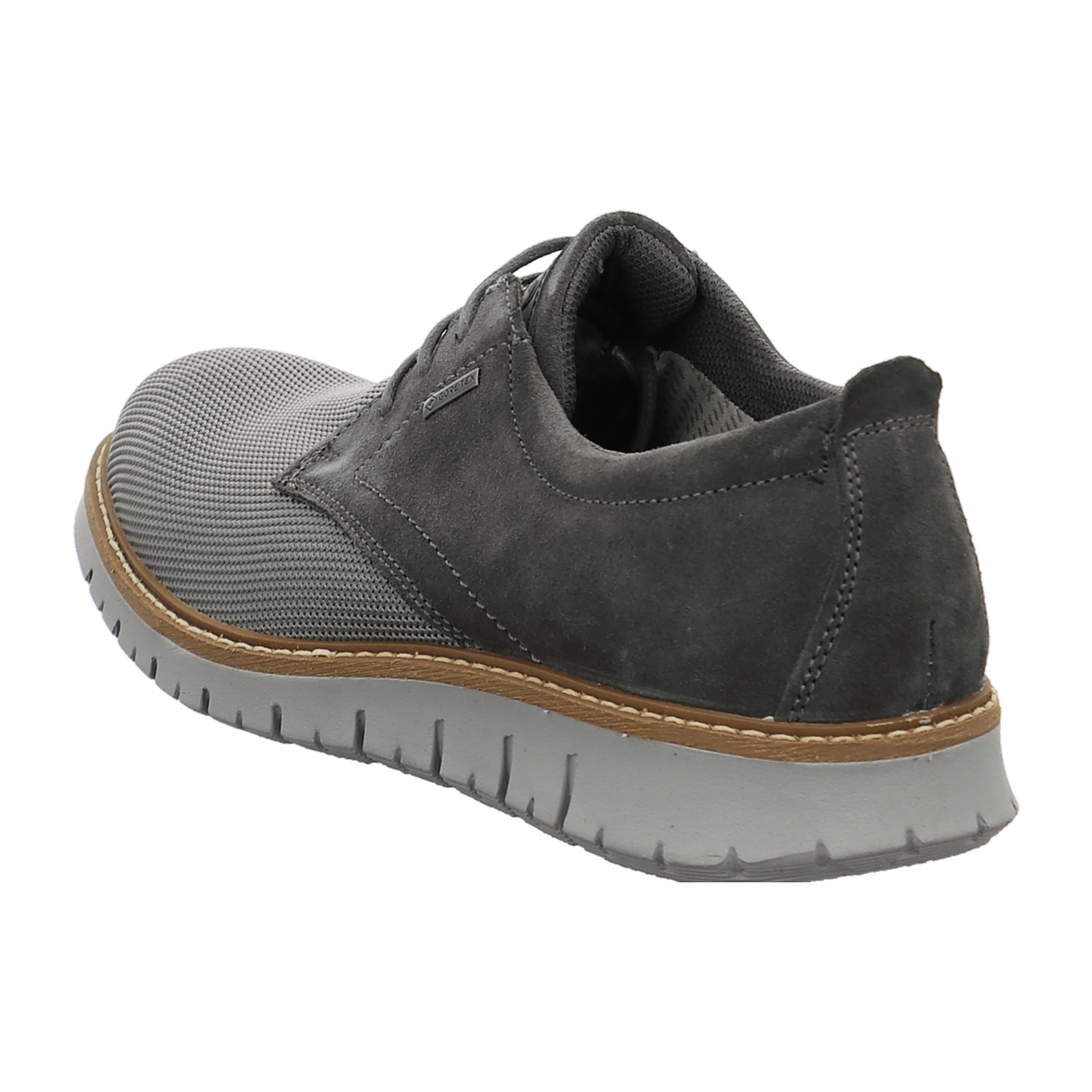 ARA Men's Comfort Lace-Up Boat Shoes in Grey Faux Leather with Leather Lining