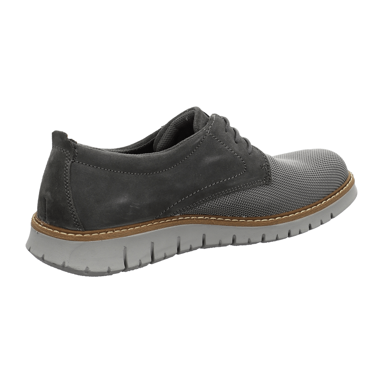 ARA Men's Comfort Lace-Up Boat Shoes in Grey Faux Leather with Leather Lining