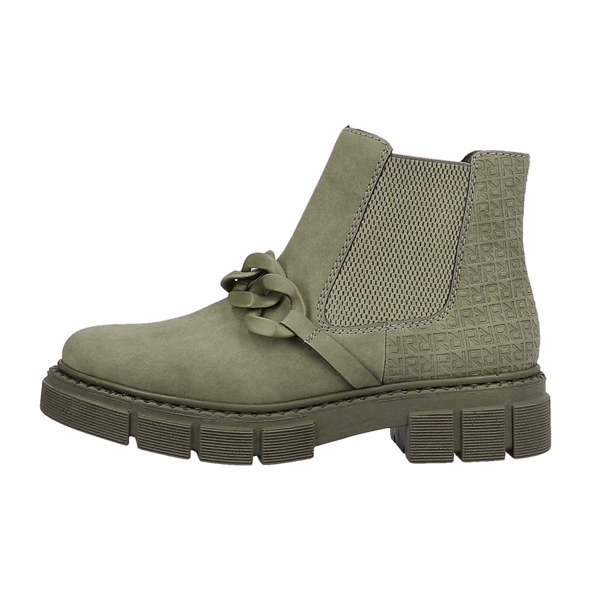 Rieker Women's Green Boots with Zipper and Elastic, Synthetic Upper