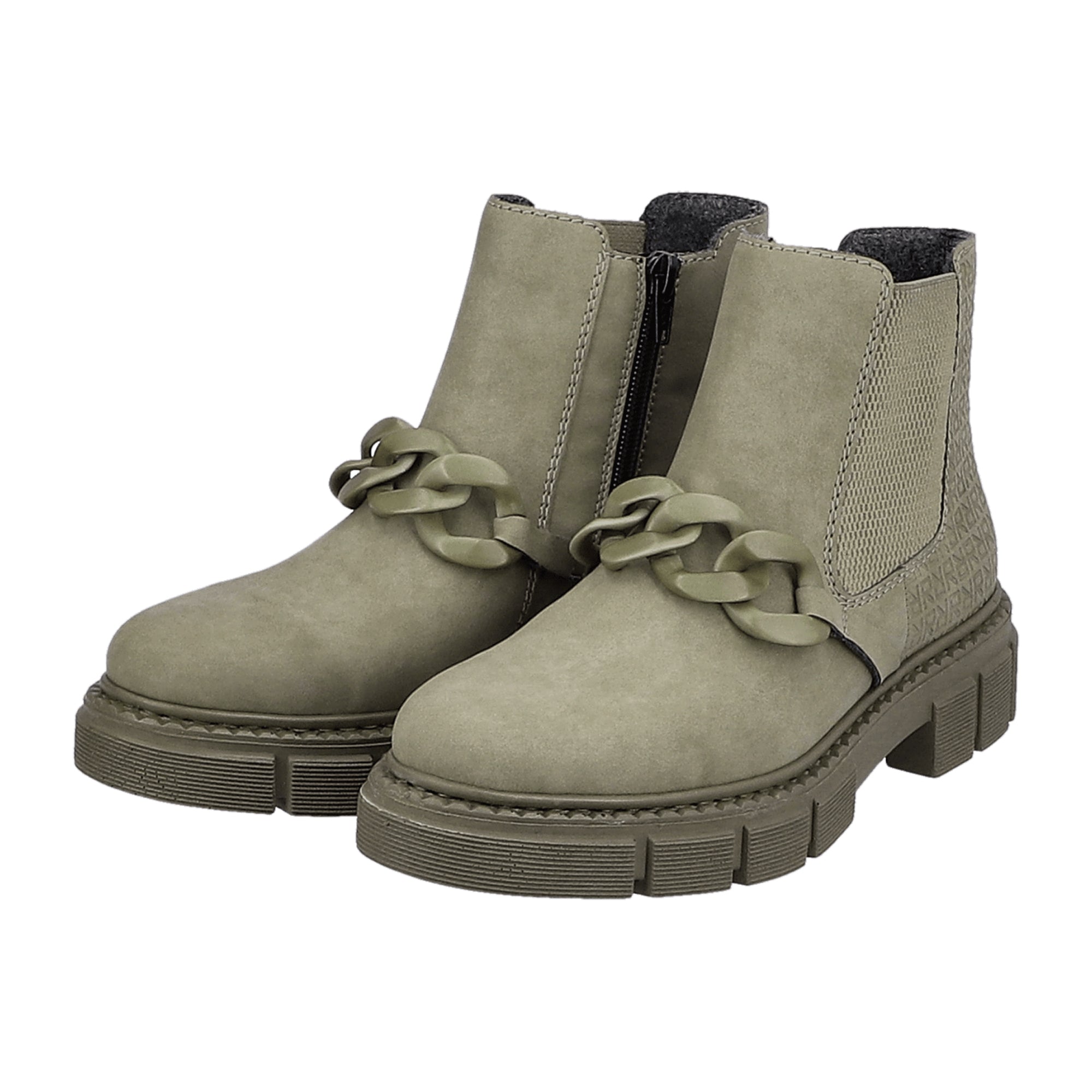 Rieker Women's Green Boots with Zipper and Elastic, Synthetic Upper