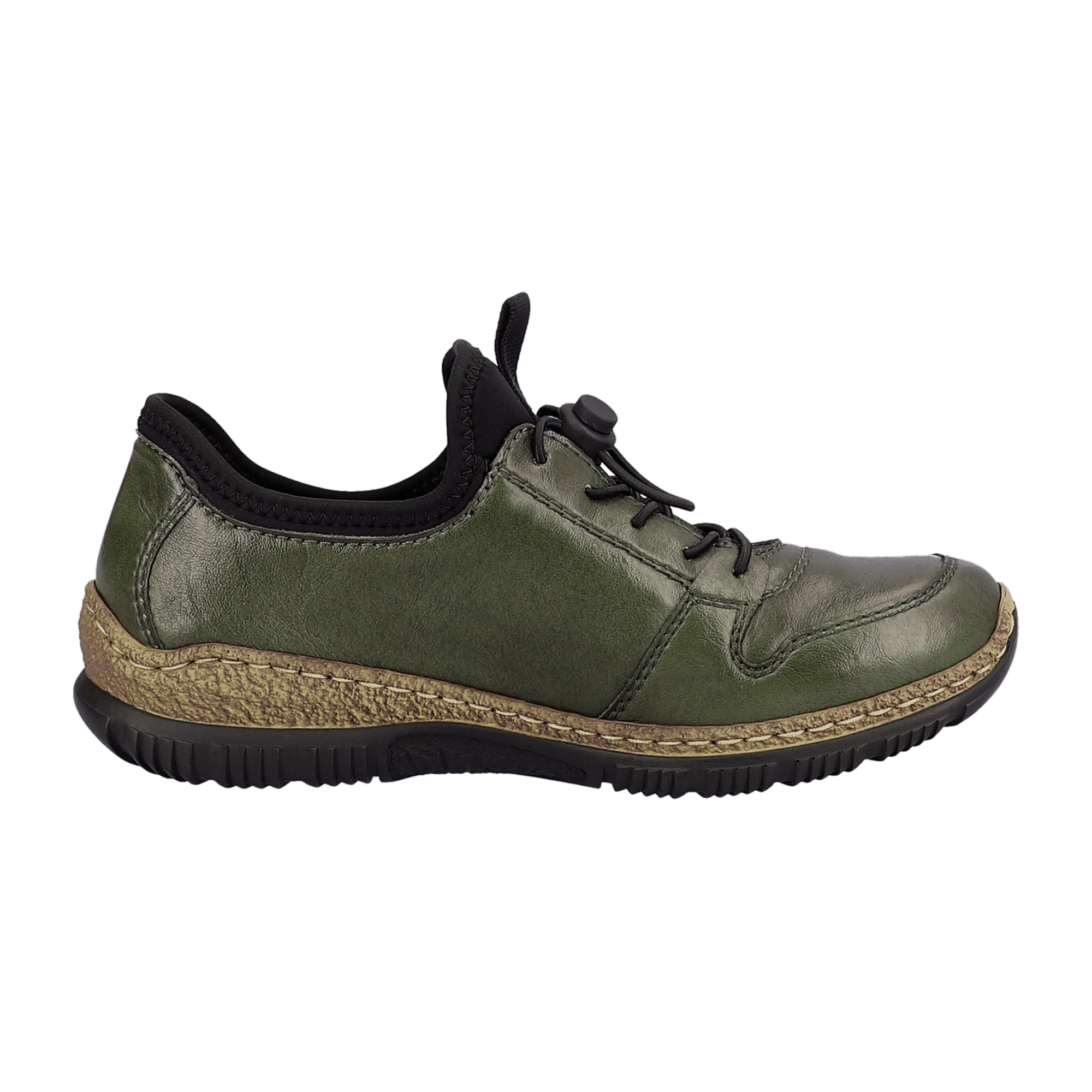 Rieker Green Women's Shoes N32G2-54 with Removable Insole and Zip Closure