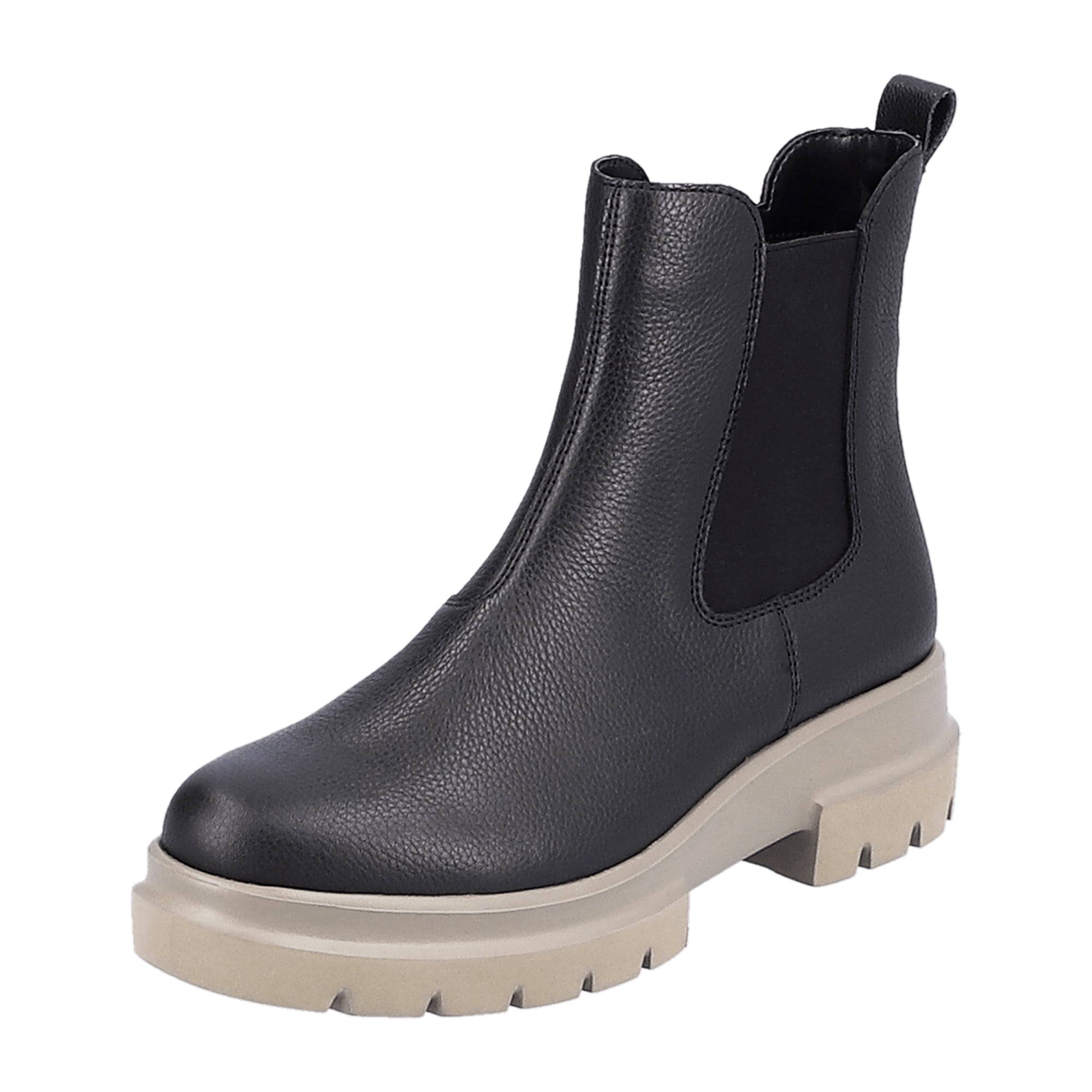 Remonte High Chelsea Boots for Women with Fleece Lining Black Leather Winter