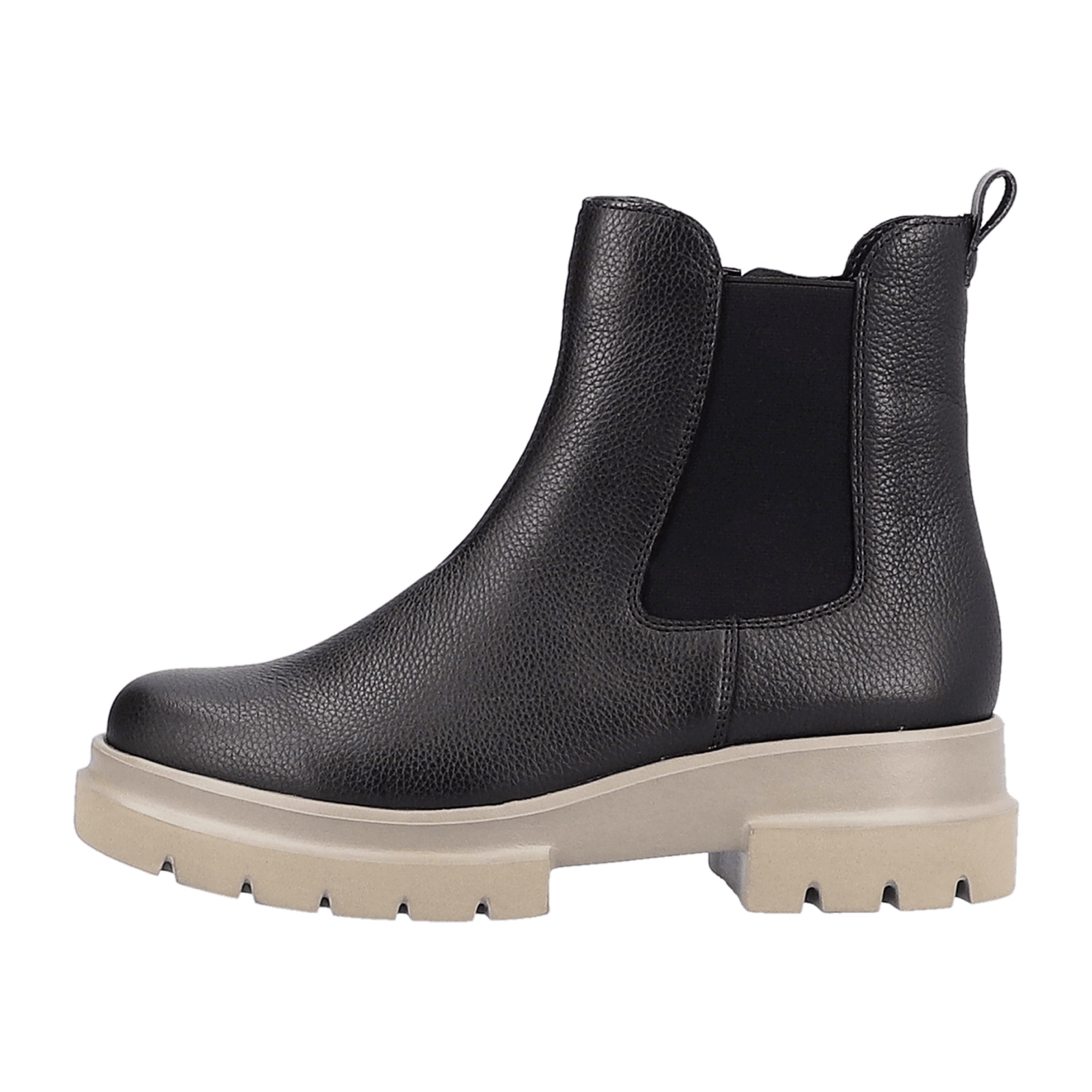 Remonte High Chelsea Boots for Women with Fleece Lining Black Leather Winter