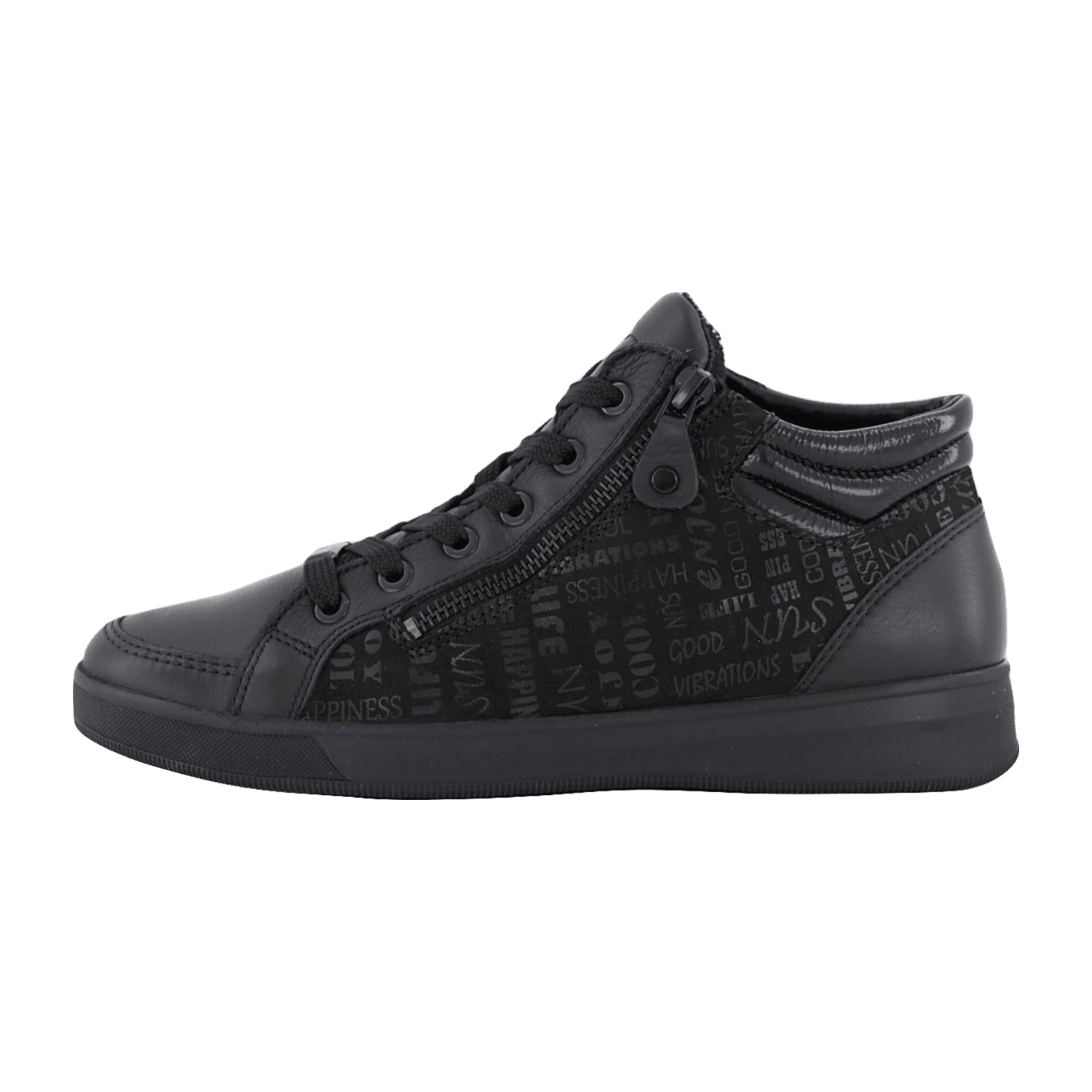 ARA Women's Sneakers in Smooth Leather with Lace-Up Closure in Black