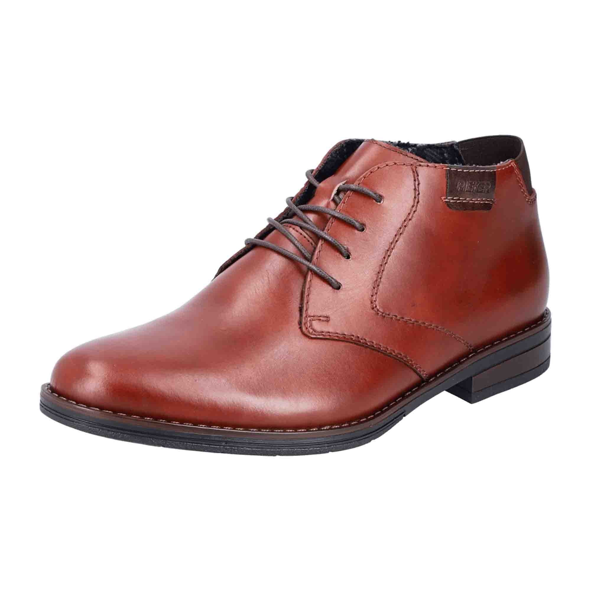 Rieker Men's Brown Leather Ankle Boots with Lace-Up Closure