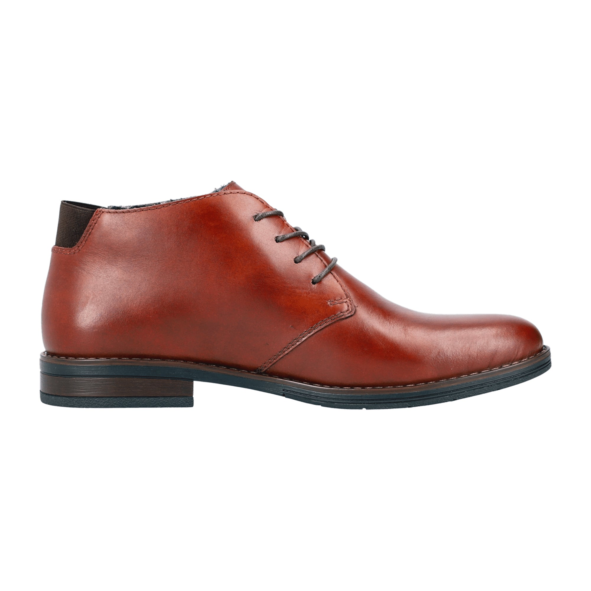 Rieker Men's Brown Leather Ankle Boots with Lace-Up Closure