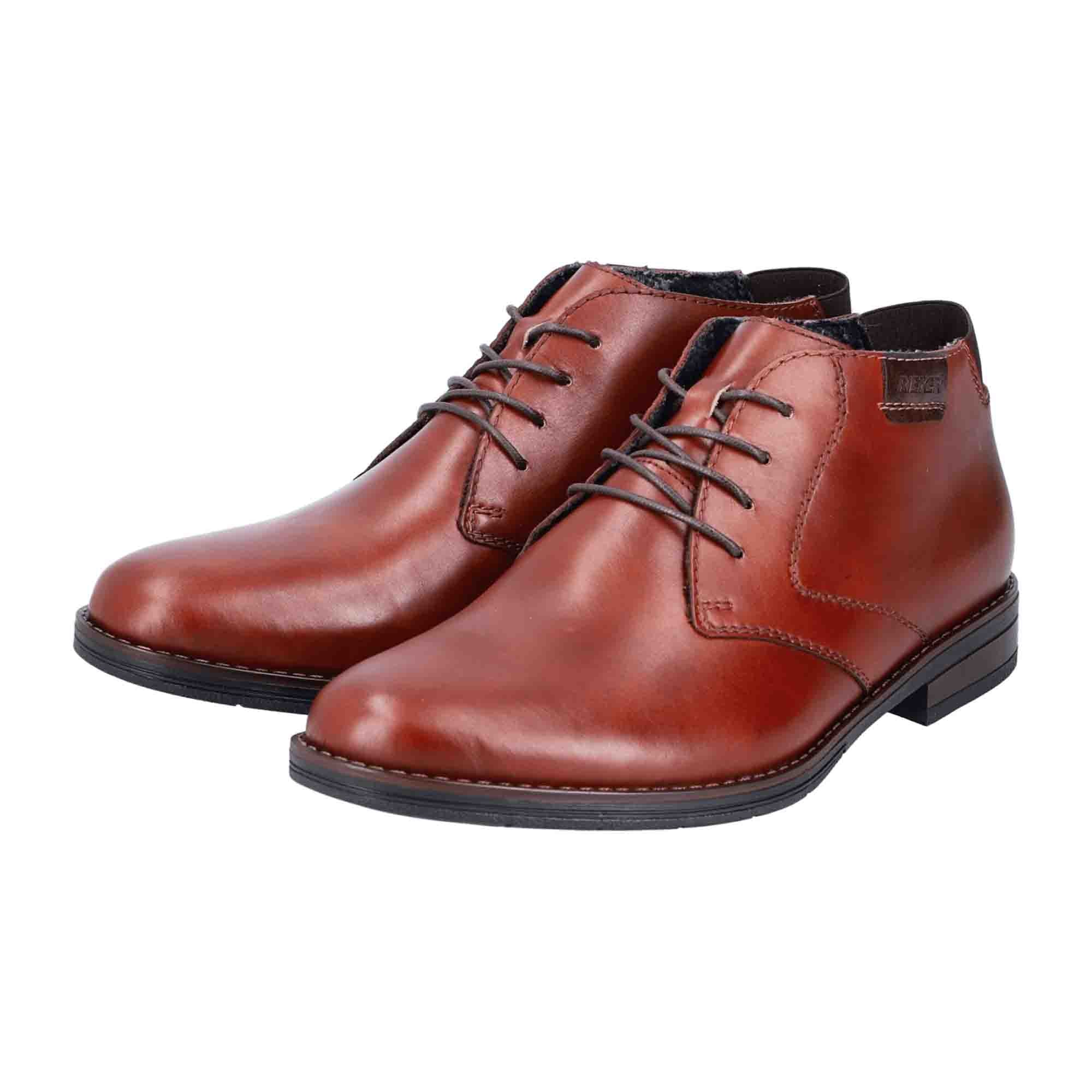 Rieker Men's Brown Leather Ankle Boots with Lace-Up Closure