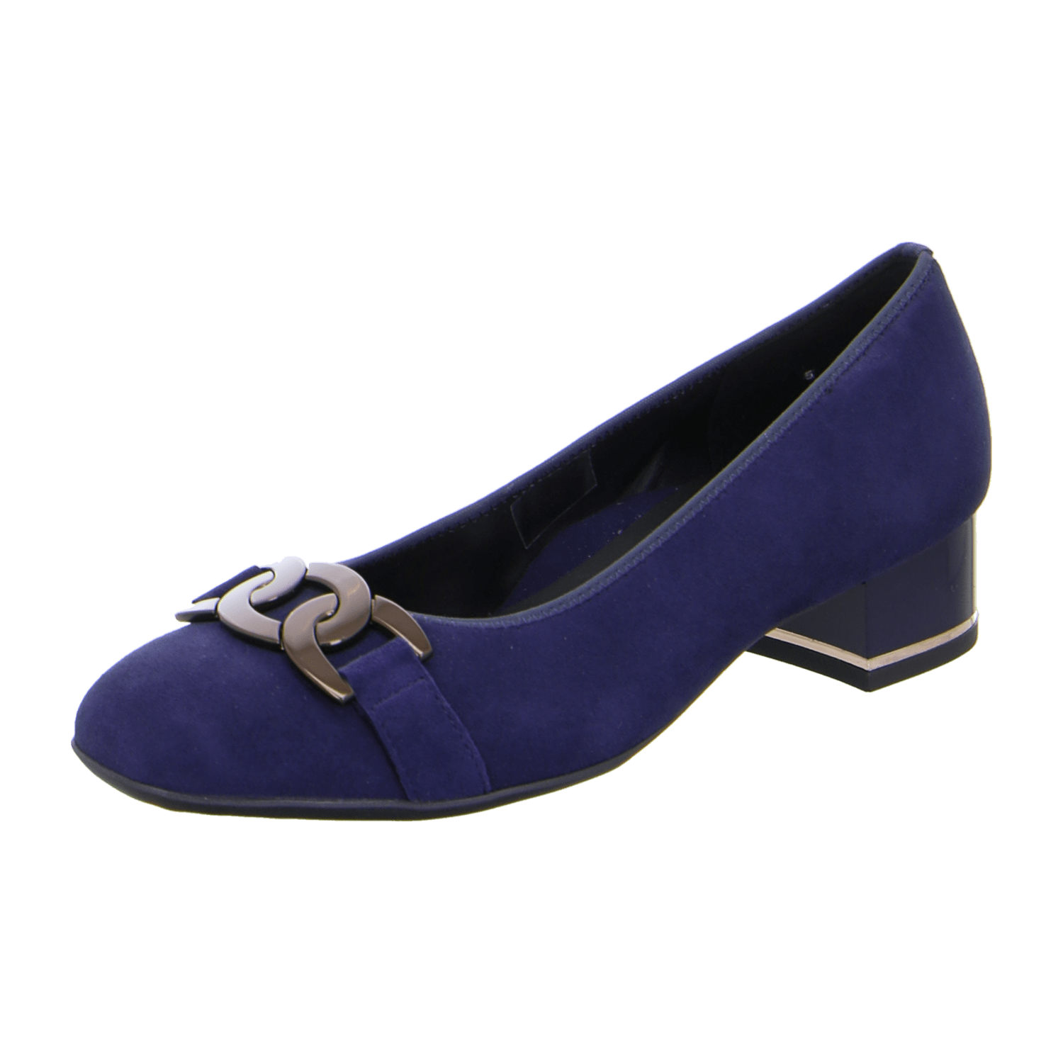 ARA GRAZ Women's Pumps in Blue Velvet Leather with Round Toe and Leather Lining