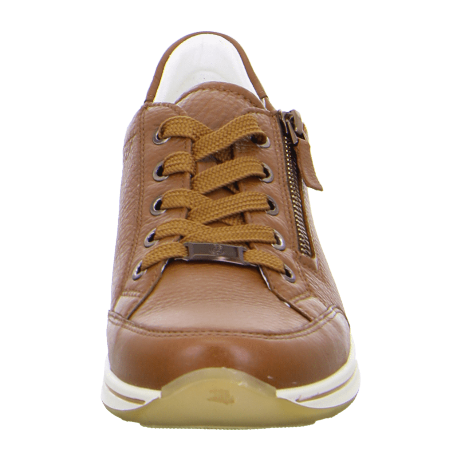 ARA OSAKA Women's Leather Sneakers with Round Toe and Textile Lining - Brown