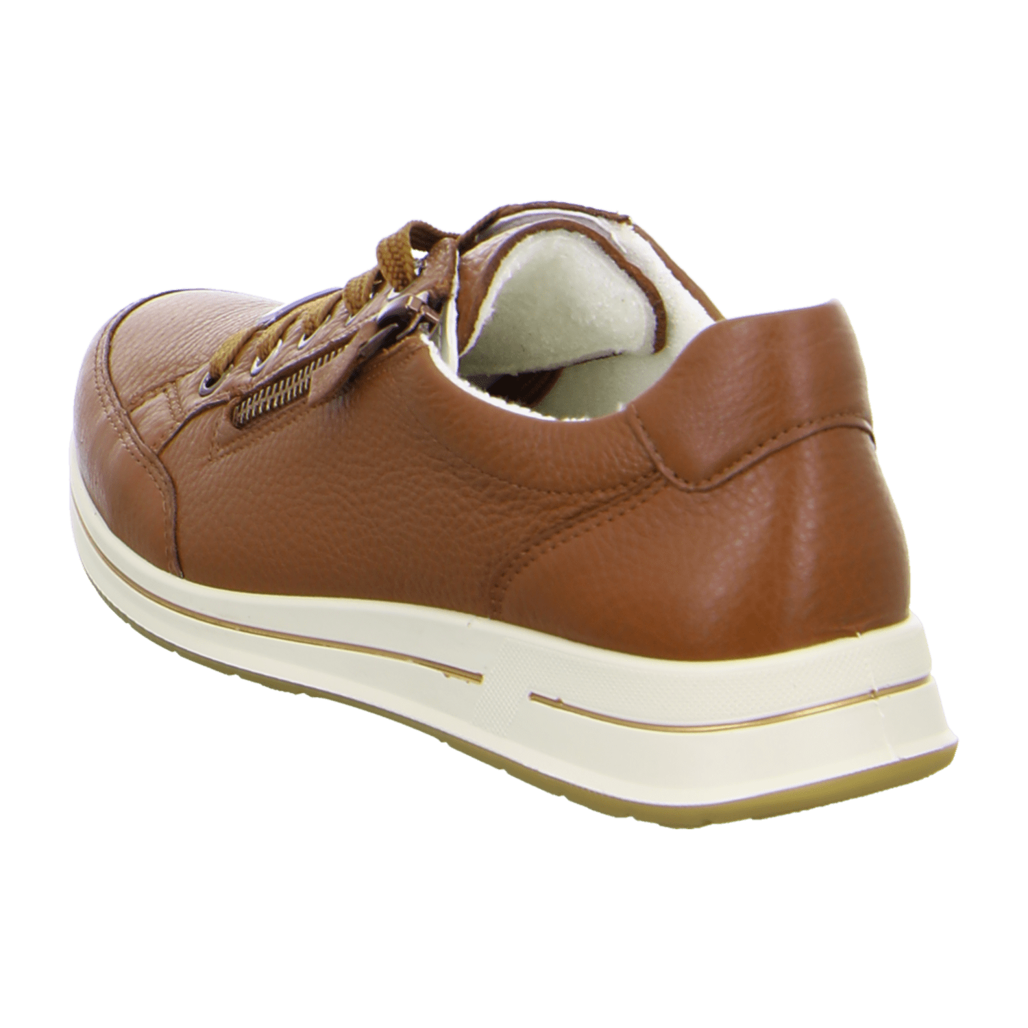 ARA OSAKA Women's Leather Sneakers with Round Toe and Textile Lining - Brown