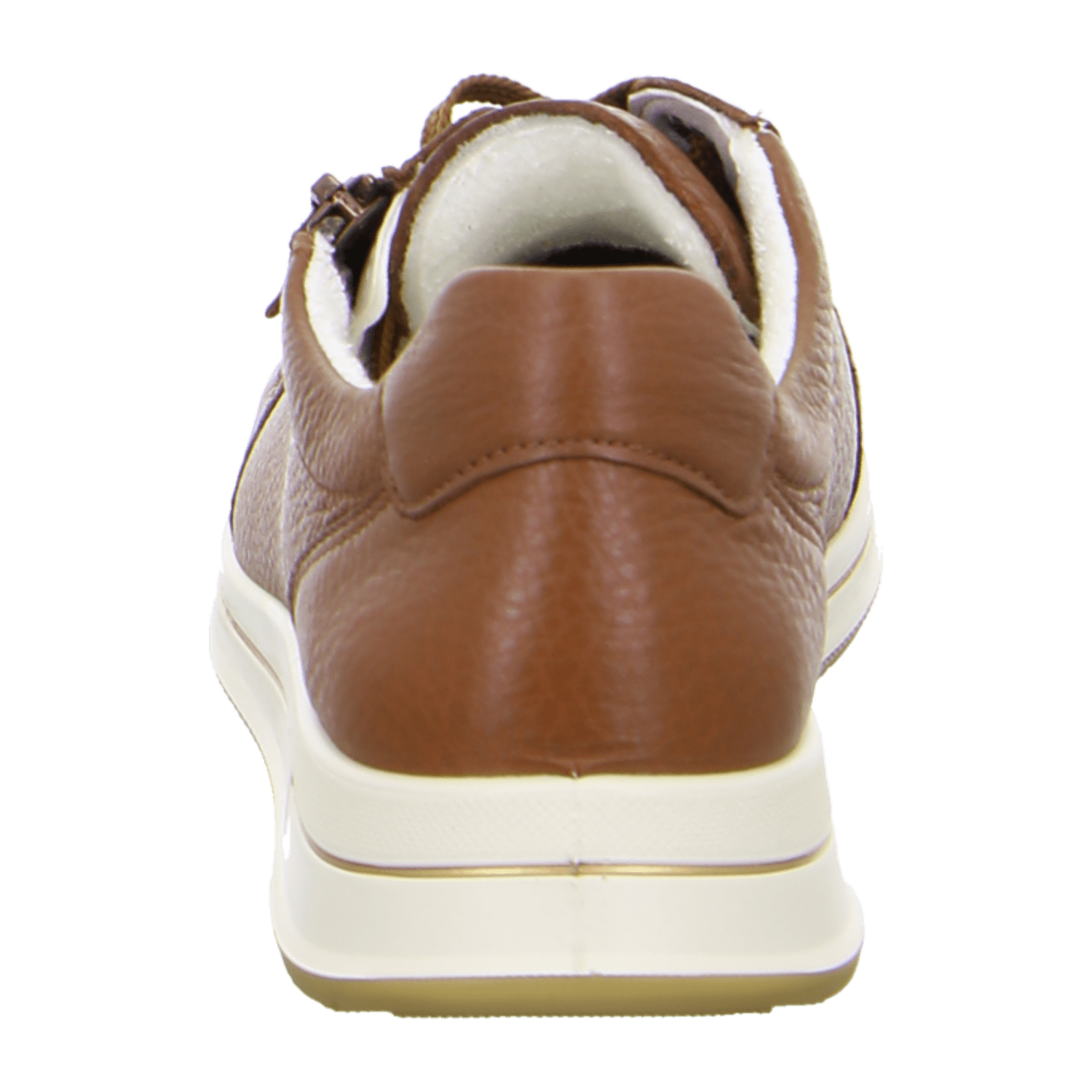 ARA OSAKA Women's Leather Sneakers with Round Toe and Textile Lining - Brown