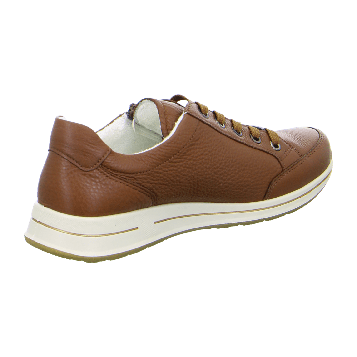 ARA OSAKA Women's Leather Sneakers with Round Toe and Textile Lining - Brown