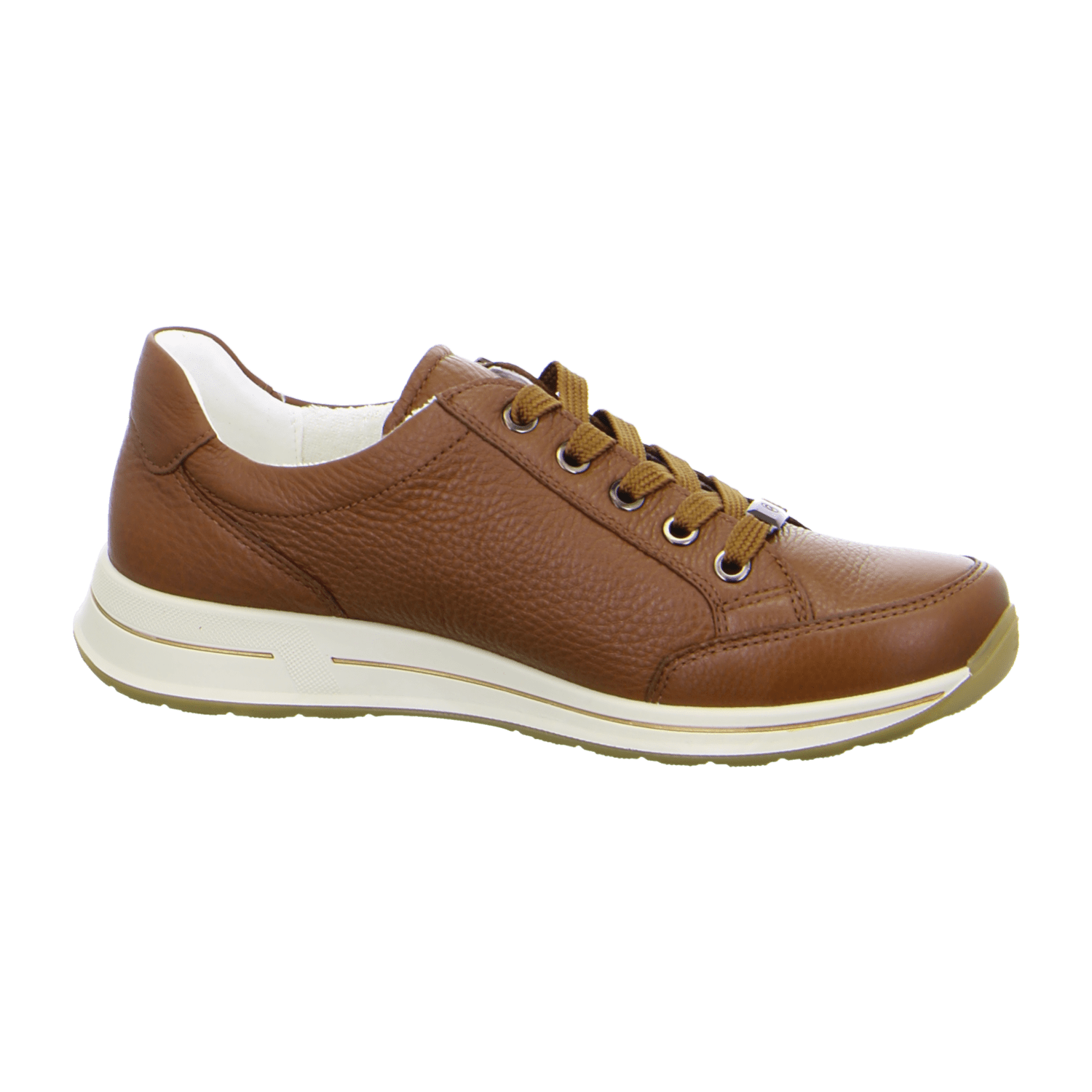 ARA OSAKA Women's Leather Sneakers with Round Toe and Textile Lining - Brown