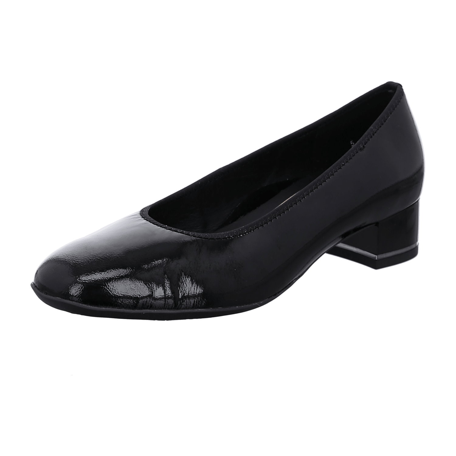 ARA SARDINIA SA Women's Pumps in Black Patent Leather with Round Toe and Leather Lining