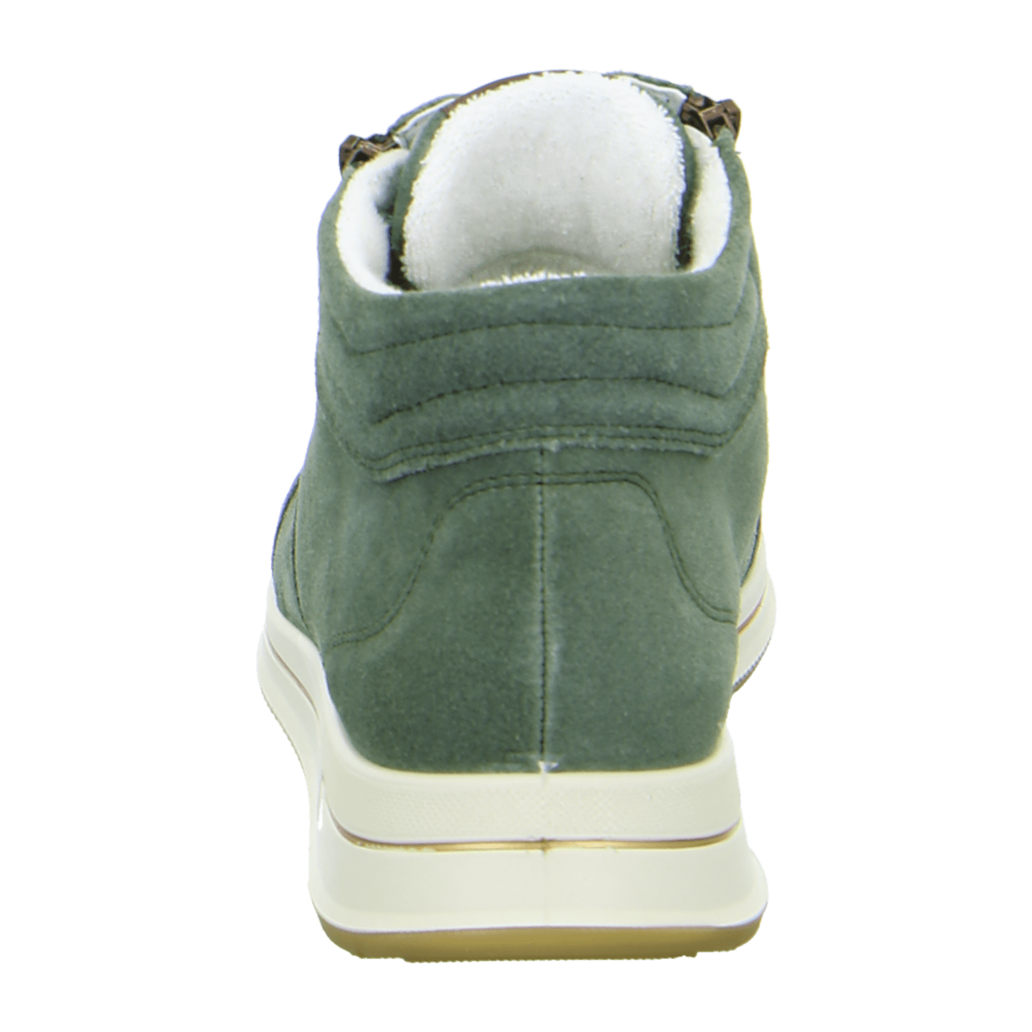 ARA OSAKA Women's Velour Leather Sneakers with Lace-Up Closure and Round Toe in Green