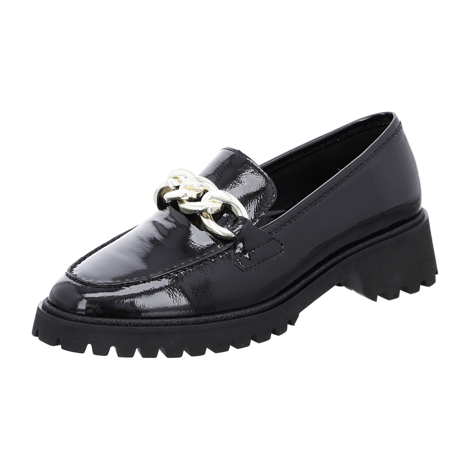 ARA Kent Slipper for Women in Black Patent Leather with Round Toe and Leather Lining