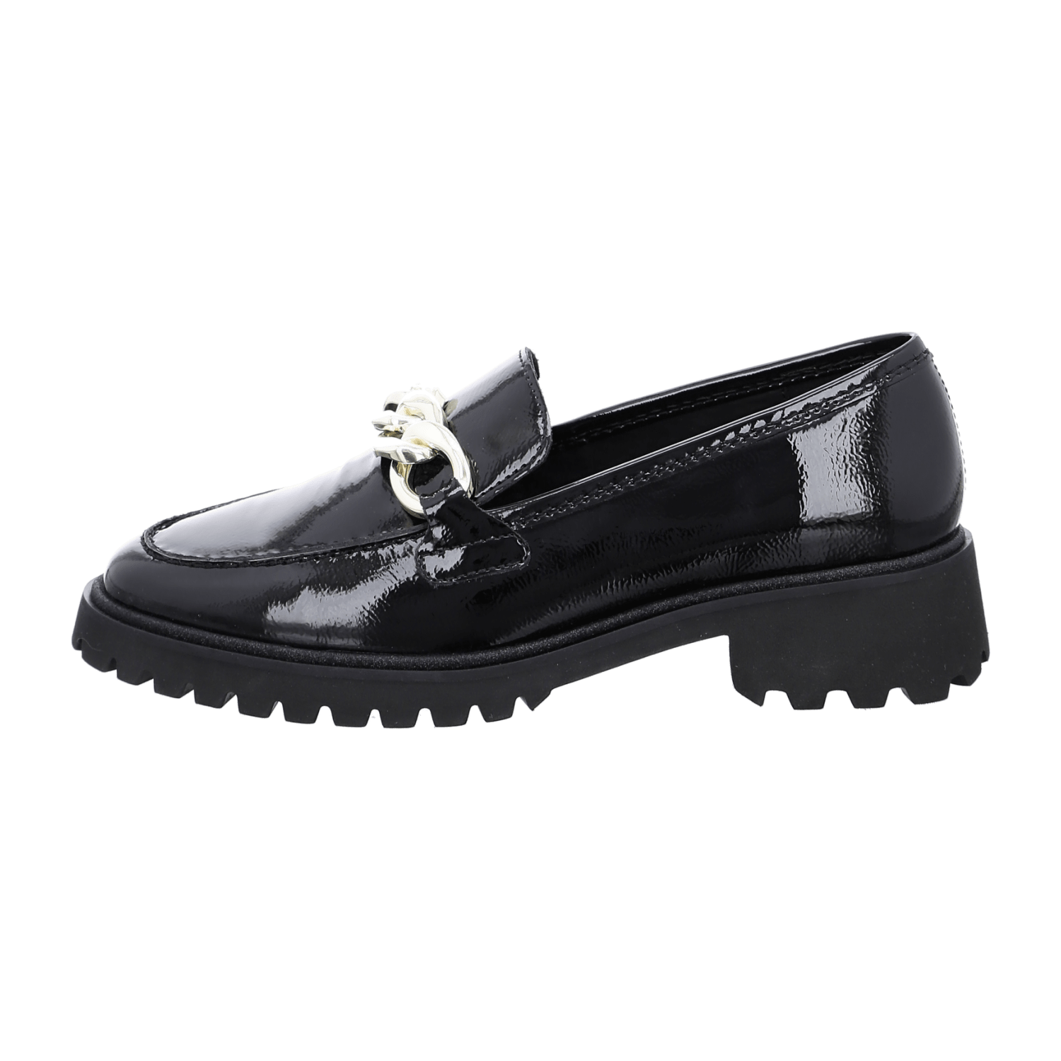 ARA Kent Slipper for Women in Black Patent Leather with Round Toe and Leather Lining
