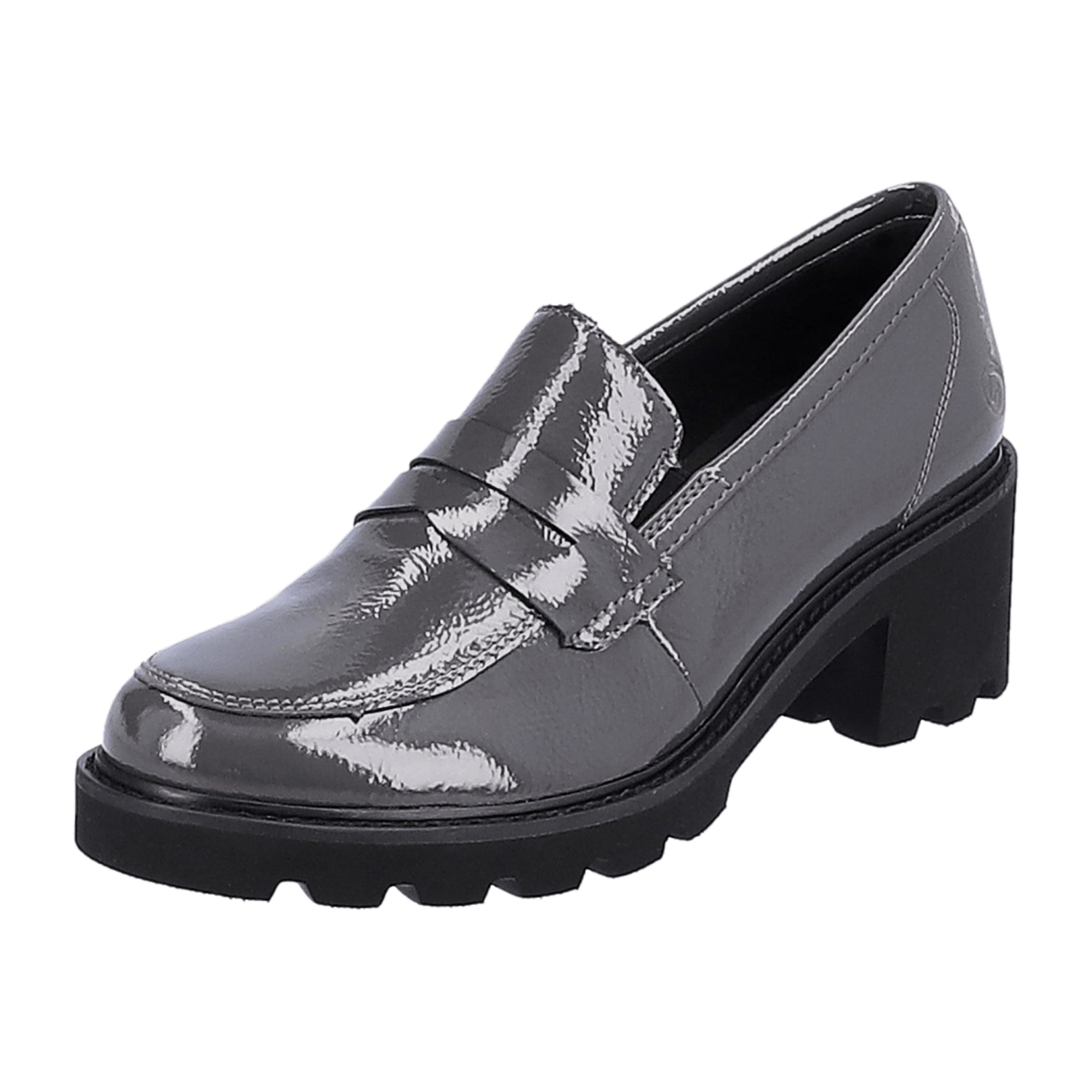 Remonte Women's Grey Slip-On Block Heel Shoes with Removable Insole