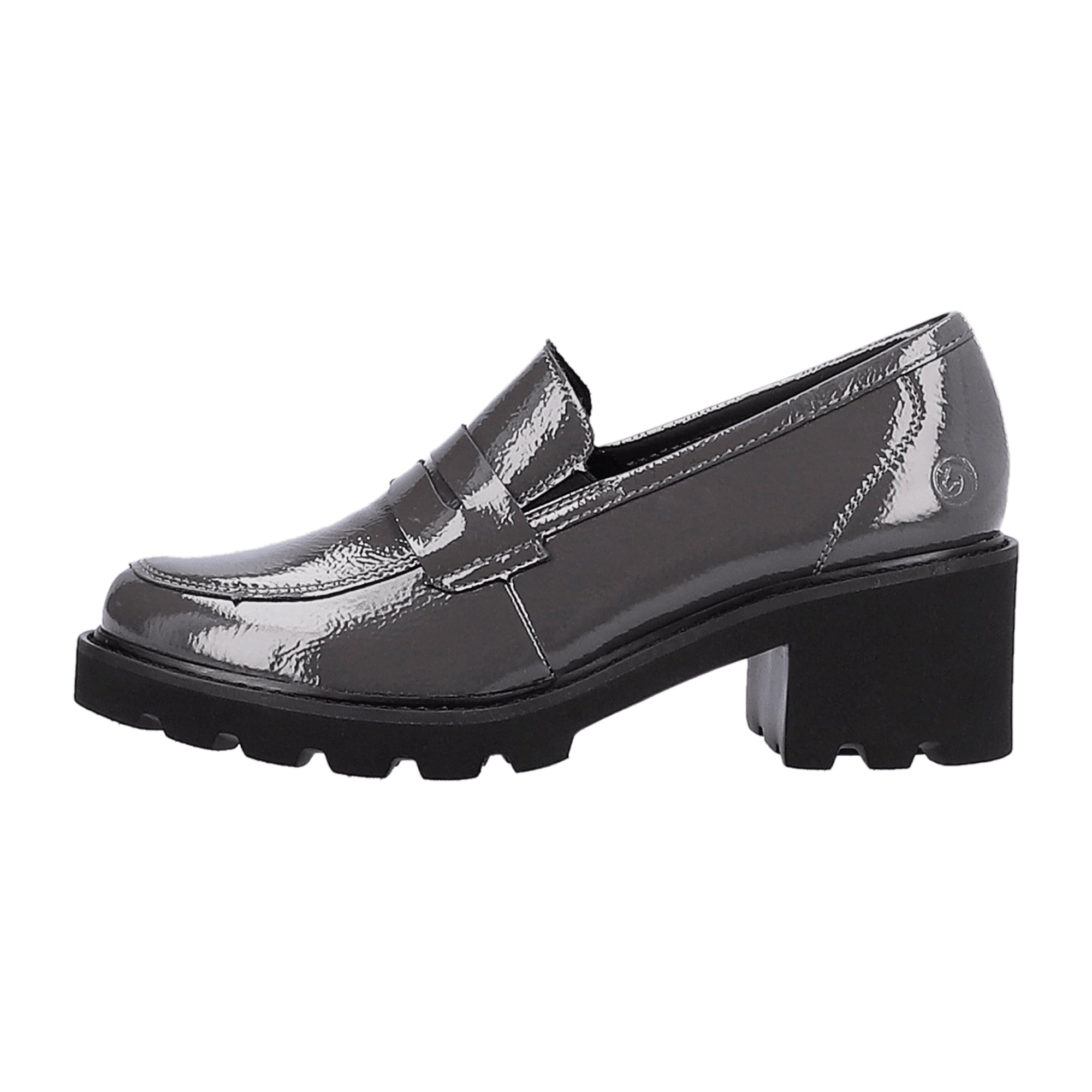 Remonte Women's Grey Slip-On Block Heel Shoes with Removable Insole