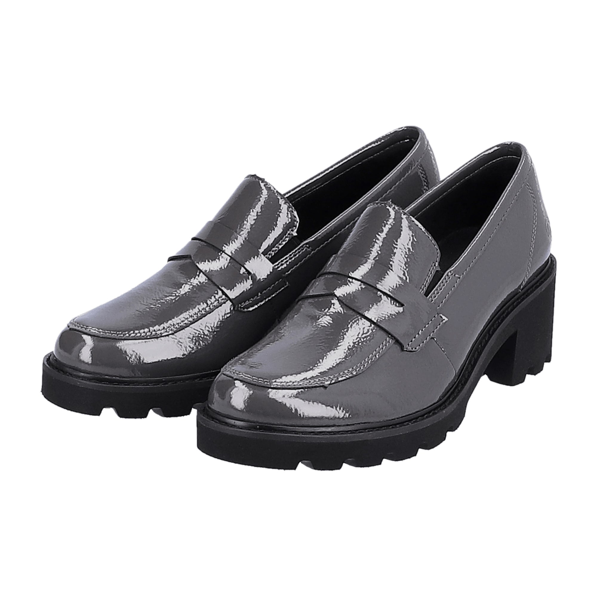 Remonte Women's Grey Slip-On Block Heel Shoes with Removable Insole
