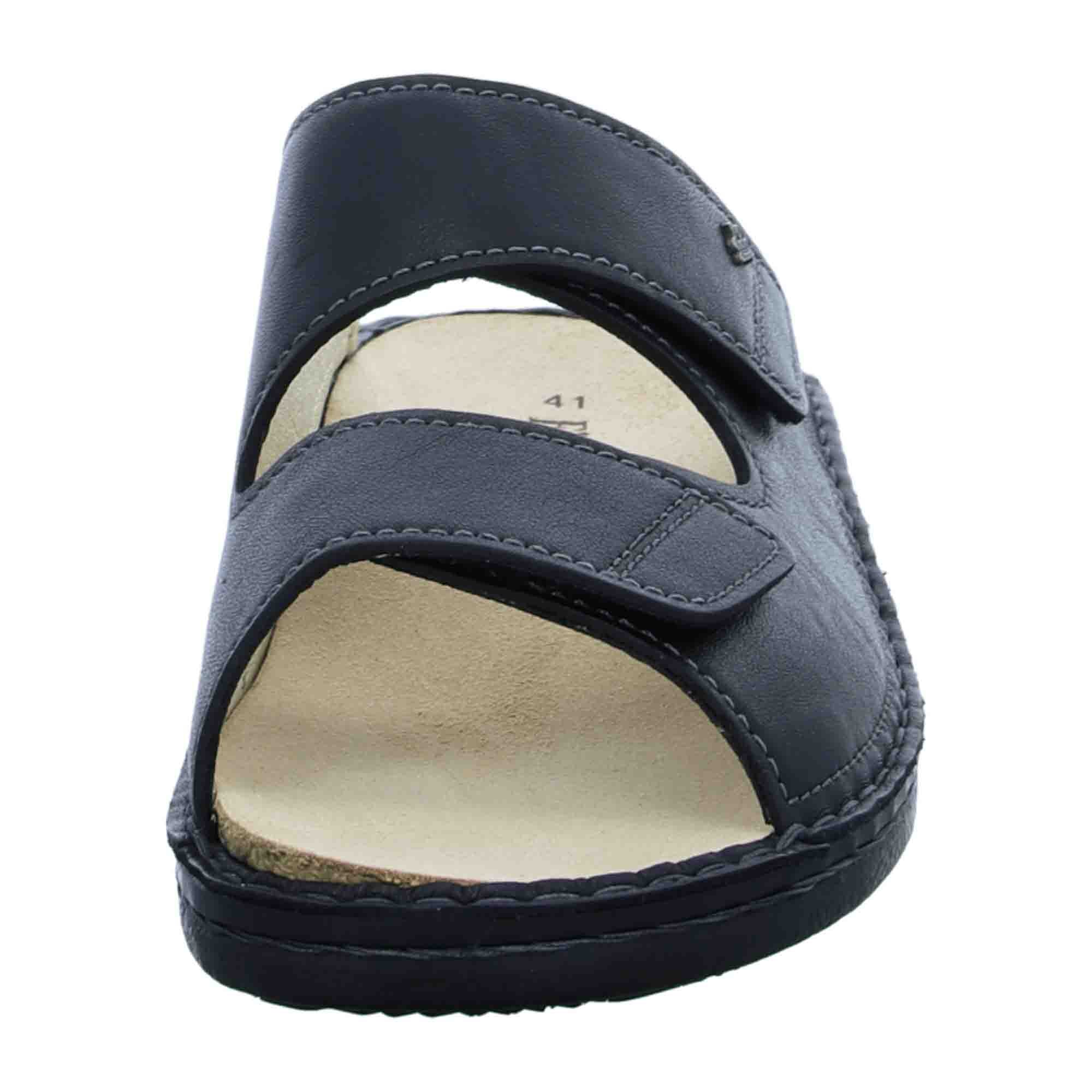 Finn Comfort Riad Men's Slide Sandal - Luxurious Black Leather Comfort, Adjustable Straps