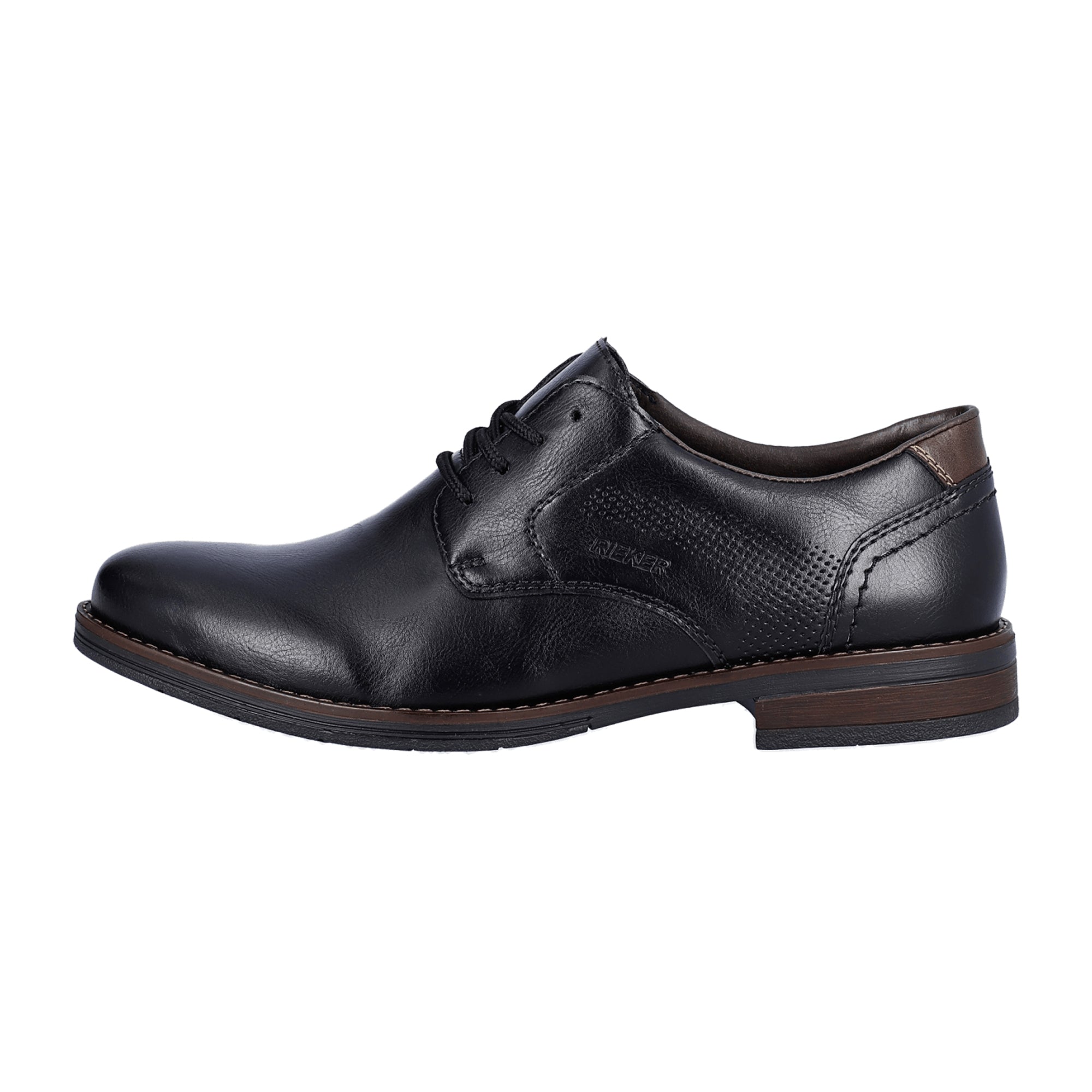 Rieker Black Men's Lace-Up Shoes with Soft Leather Insole and Flexible Sole