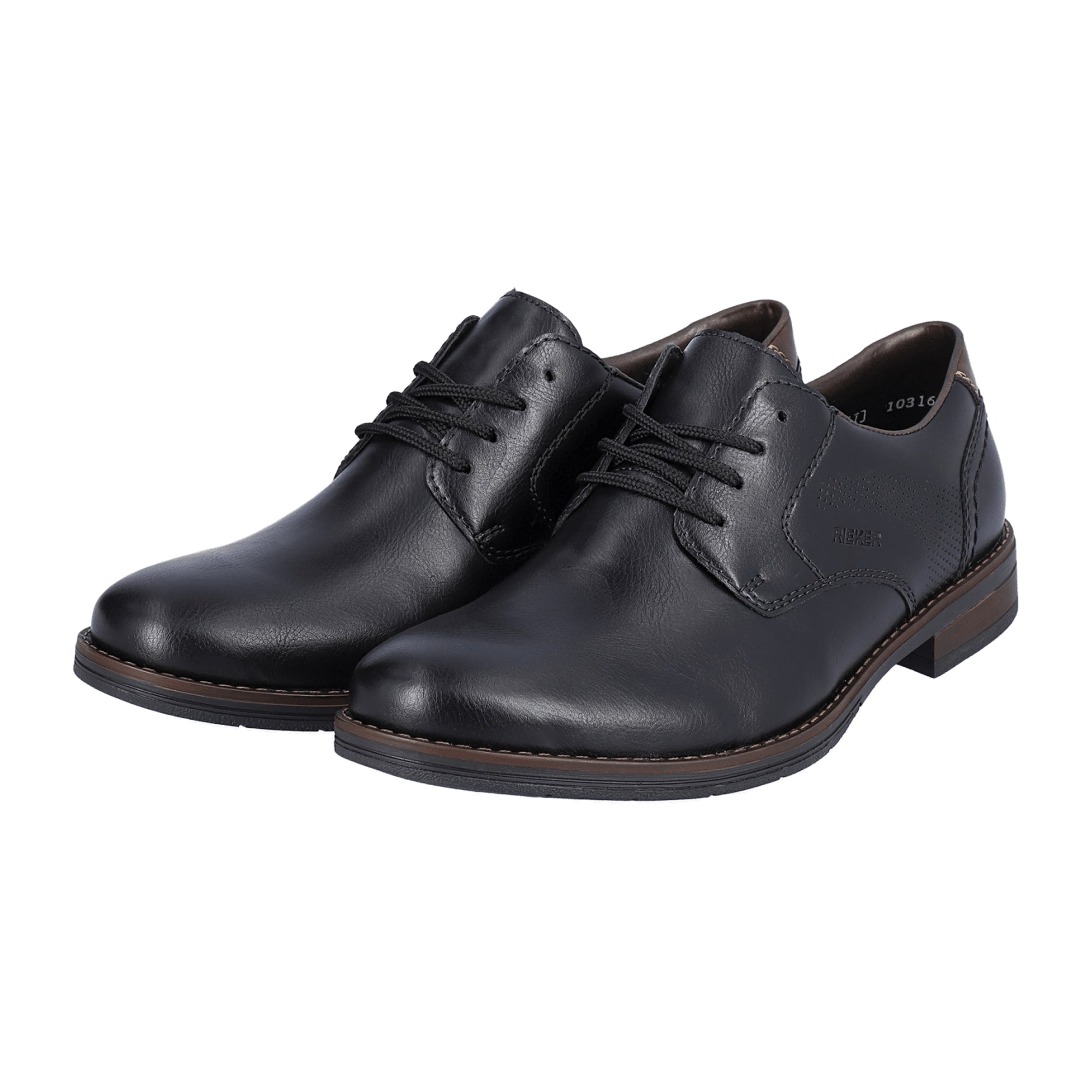 Rieker Black Men's Lace-Up Shoes with Soft Leather Insole and Flexible Sole