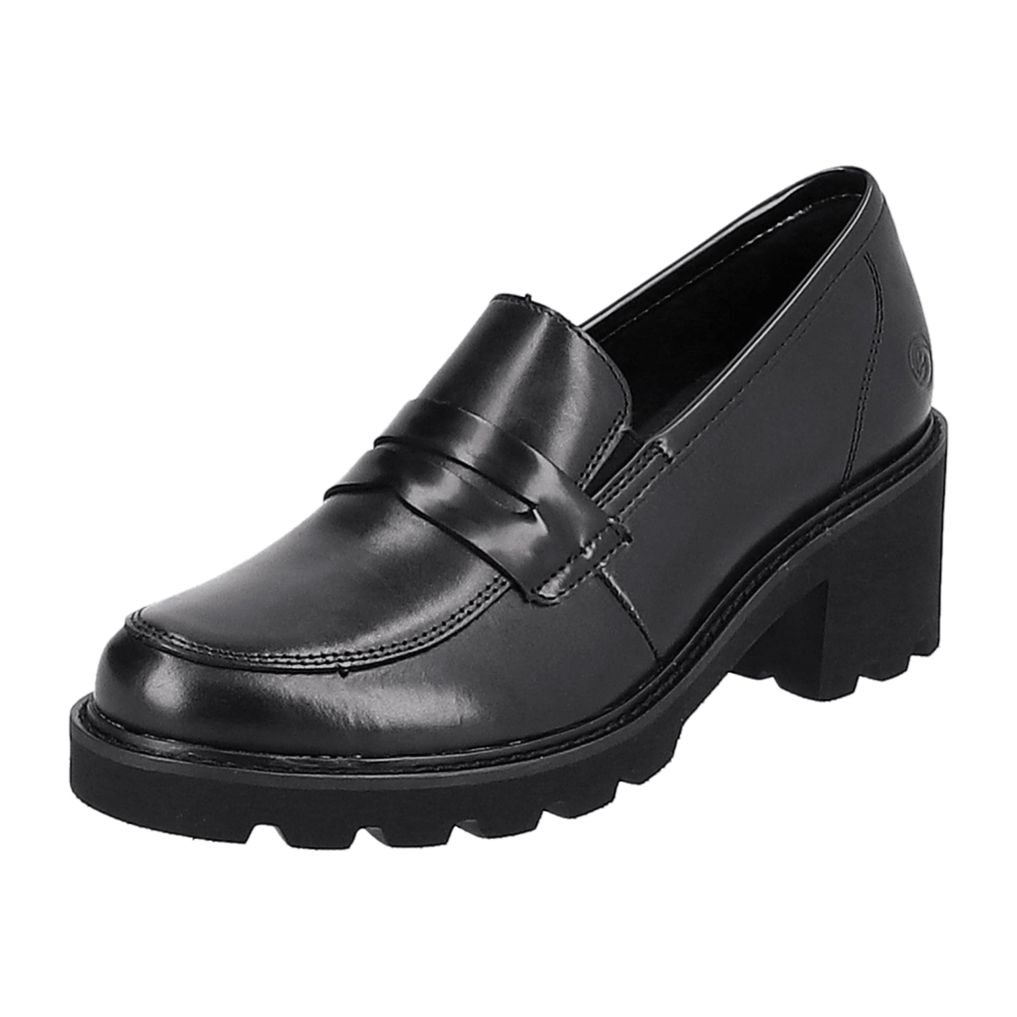 Remonte Black Cordovan Leather Loafers for Women with Removable Insole