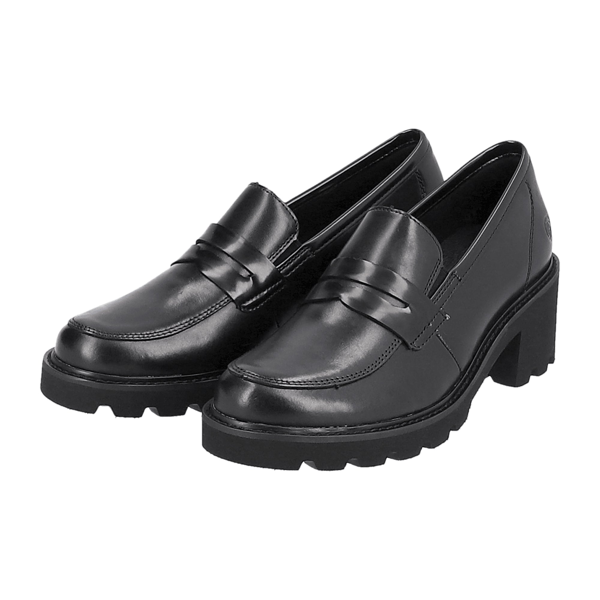 Remonte Black Cordovan Leather Loafers for Women with Removable Insole