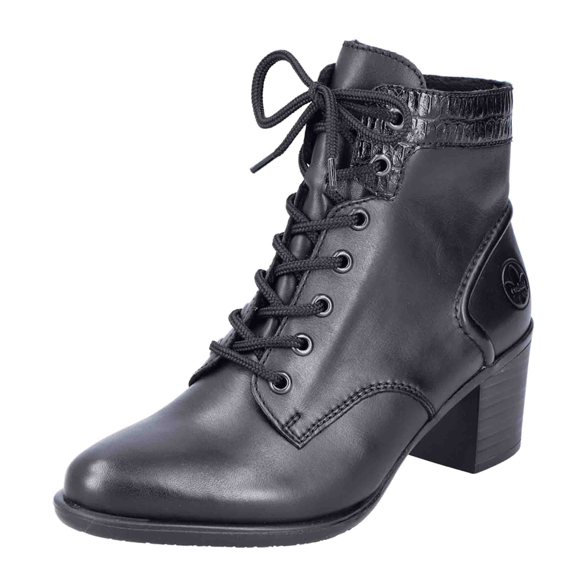 Rieker Women's Black Y2040-00 Lace-Up Shoes for Fall Winter