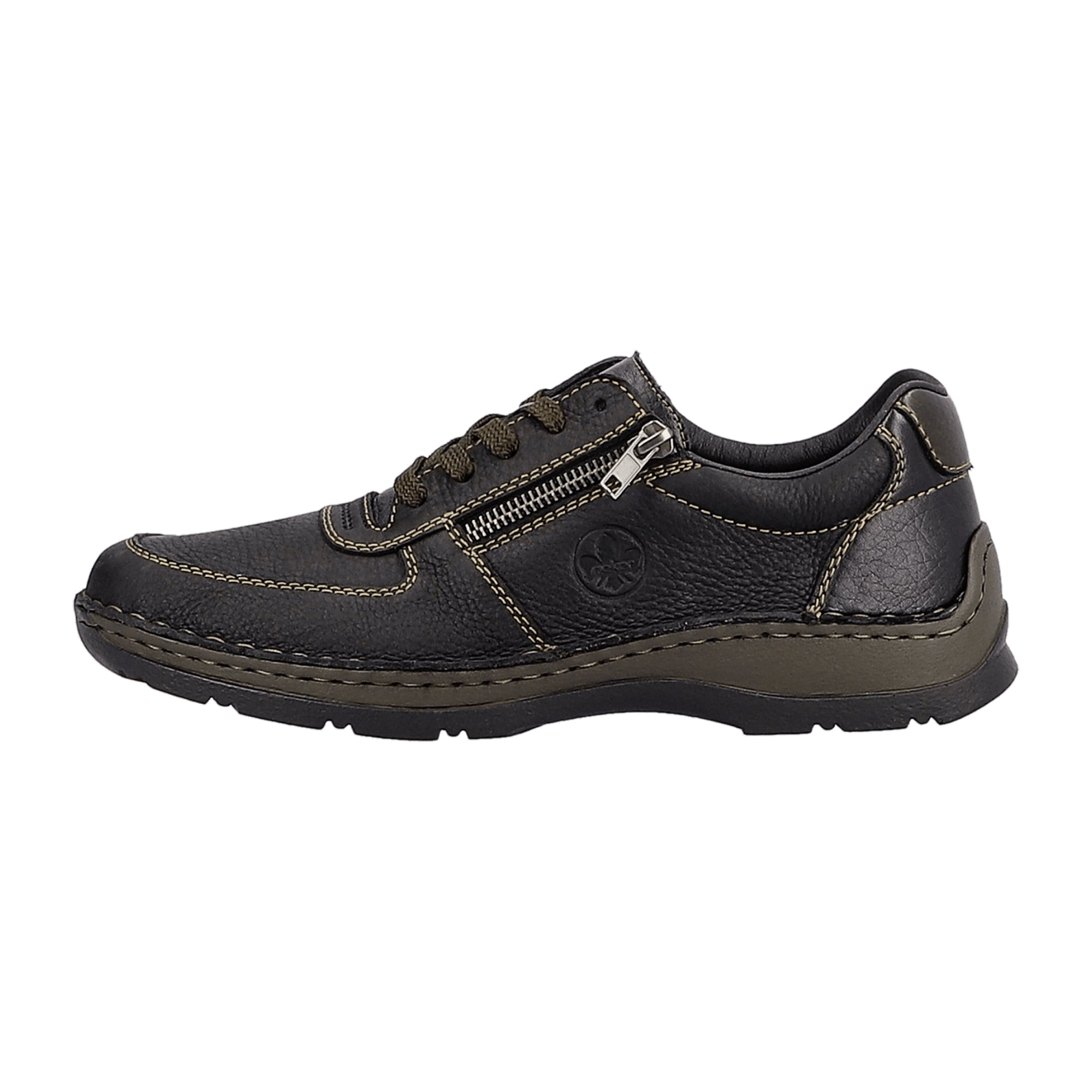 Rieker HWK Men's Black Leather Casual Shoes with Removable Insole - Bartel-Shop