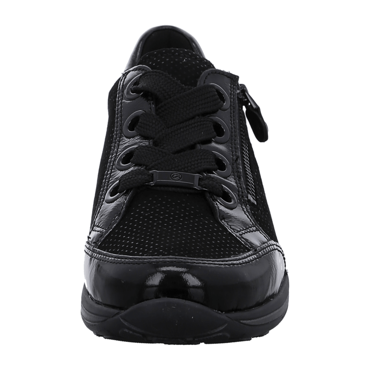 ARA Women's Smooth Leather Sneakers in Black with Lace-Up Closure and Round Toe