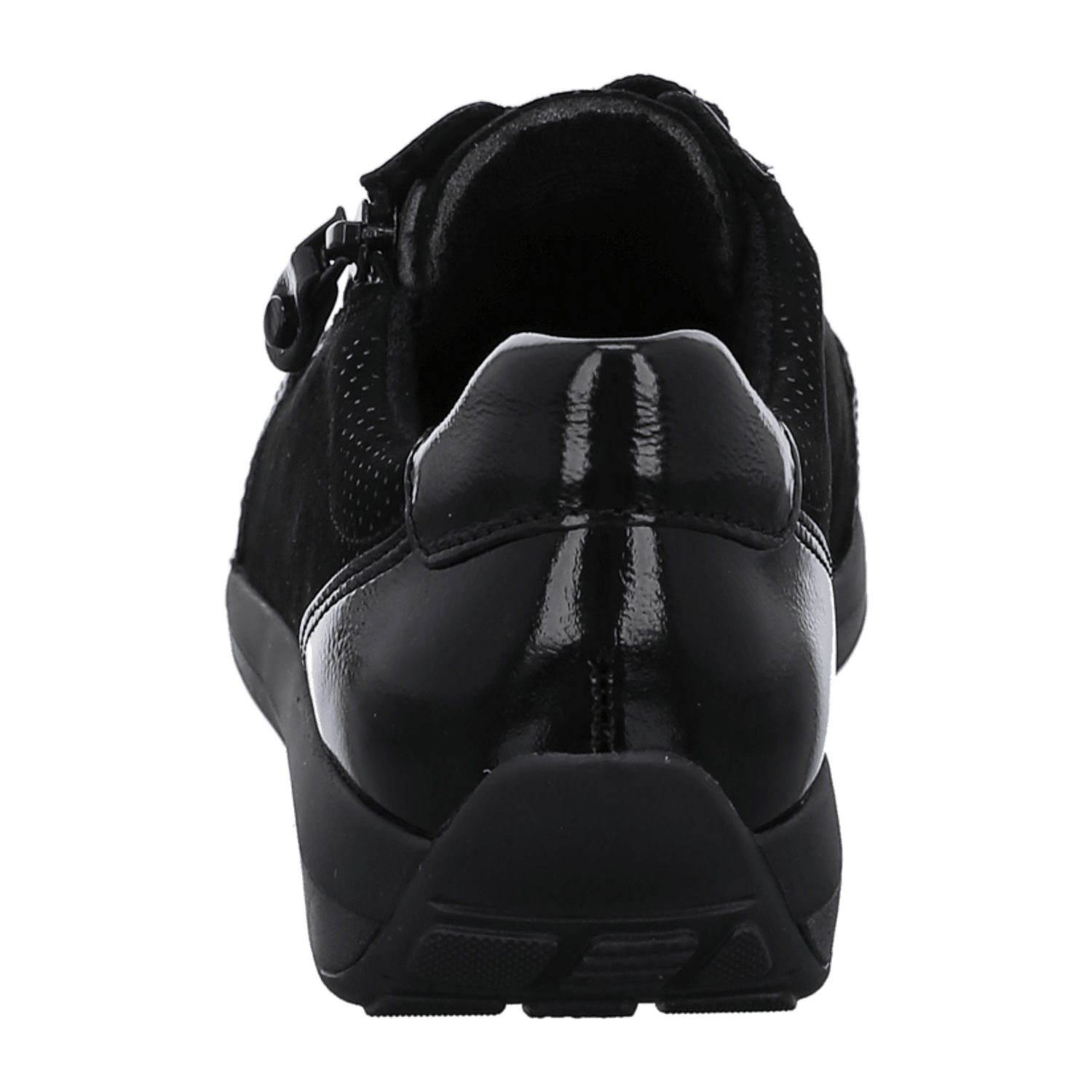 ARA Women's Smooth Leather Sneakers in Black with Lace-Up Closure and Round Toe