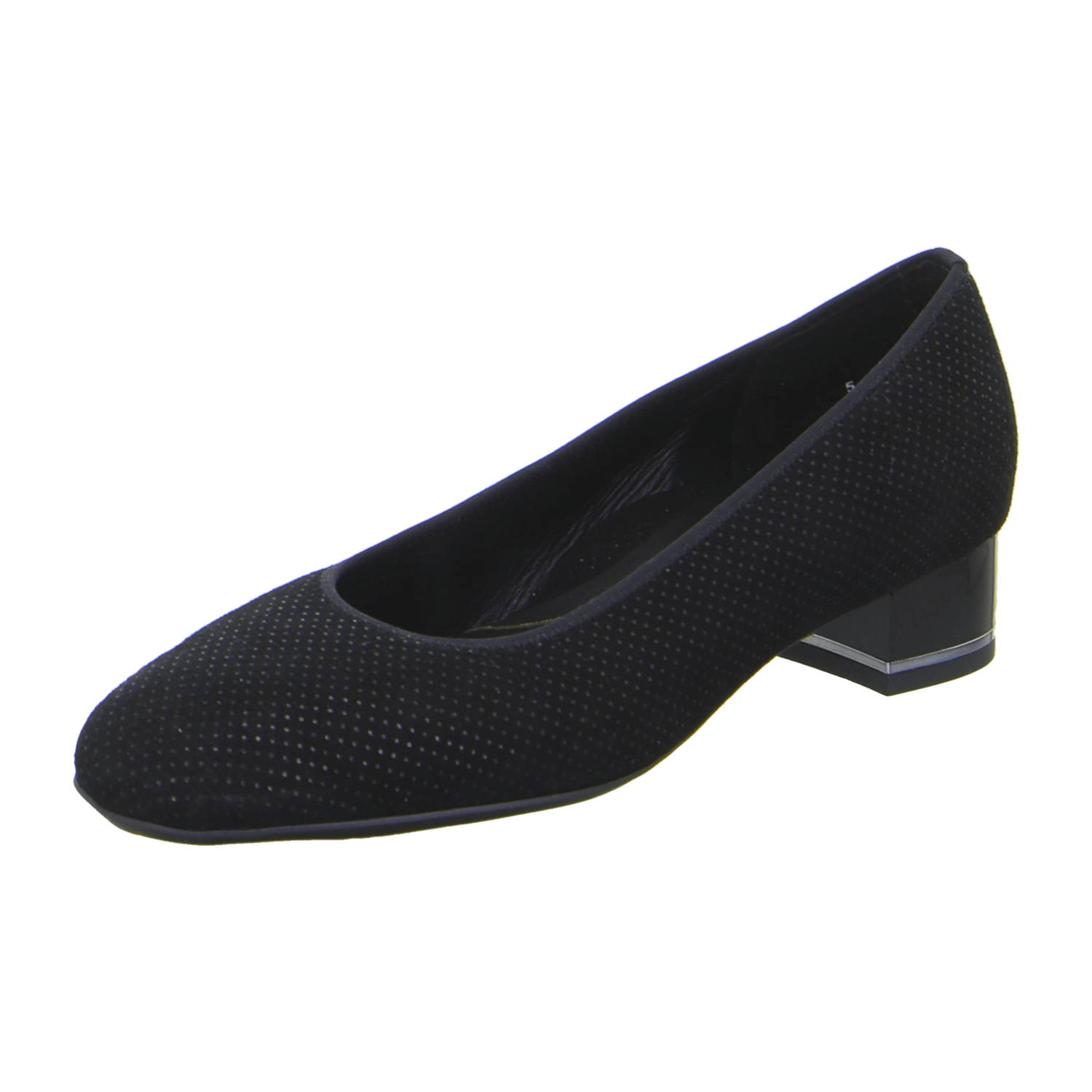 ARA Graz Women's Pumps Black Polka Dot Velvet Leather Round Toe Slip-On Style
