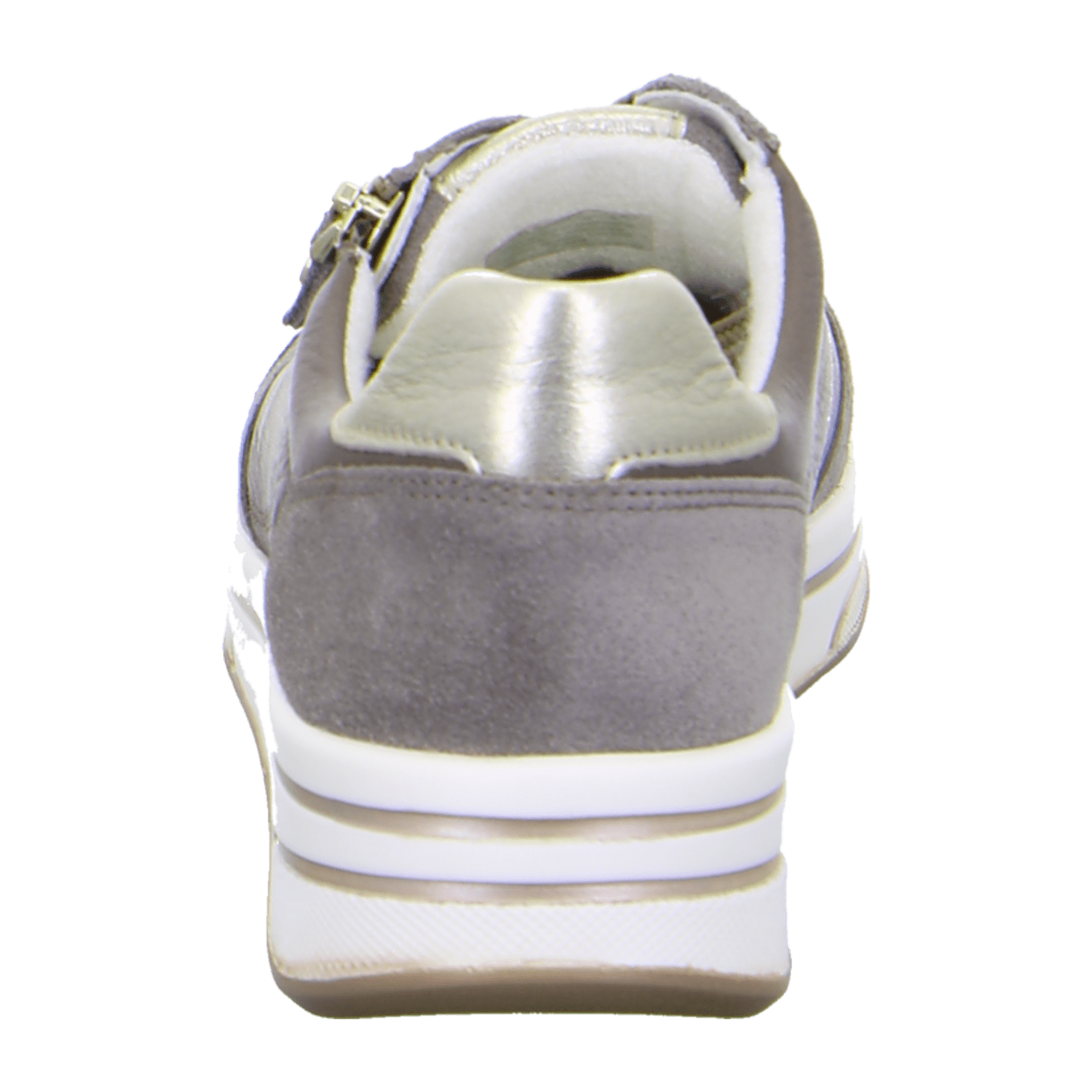 ARA Women's Sneakers in Smooth Leather with Mesh Inserts and Textile Lining in Beige, Featuring a Pull-On Design with Round Toe and Polyurethane Sole