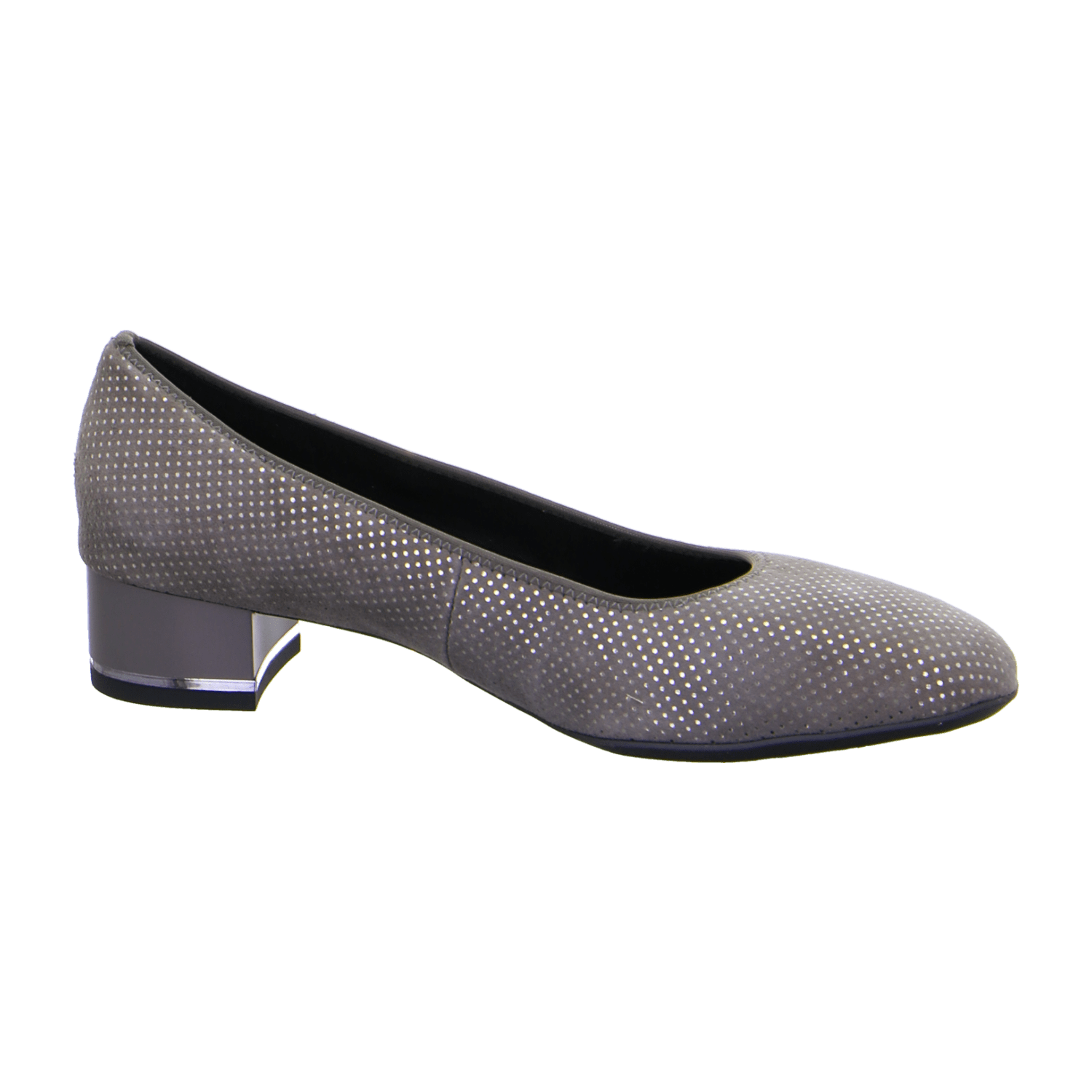 ARA GRAZ Women's Velour Leather Pumps in Grey, Pull-On Style with Round Toe and Leather Lining
