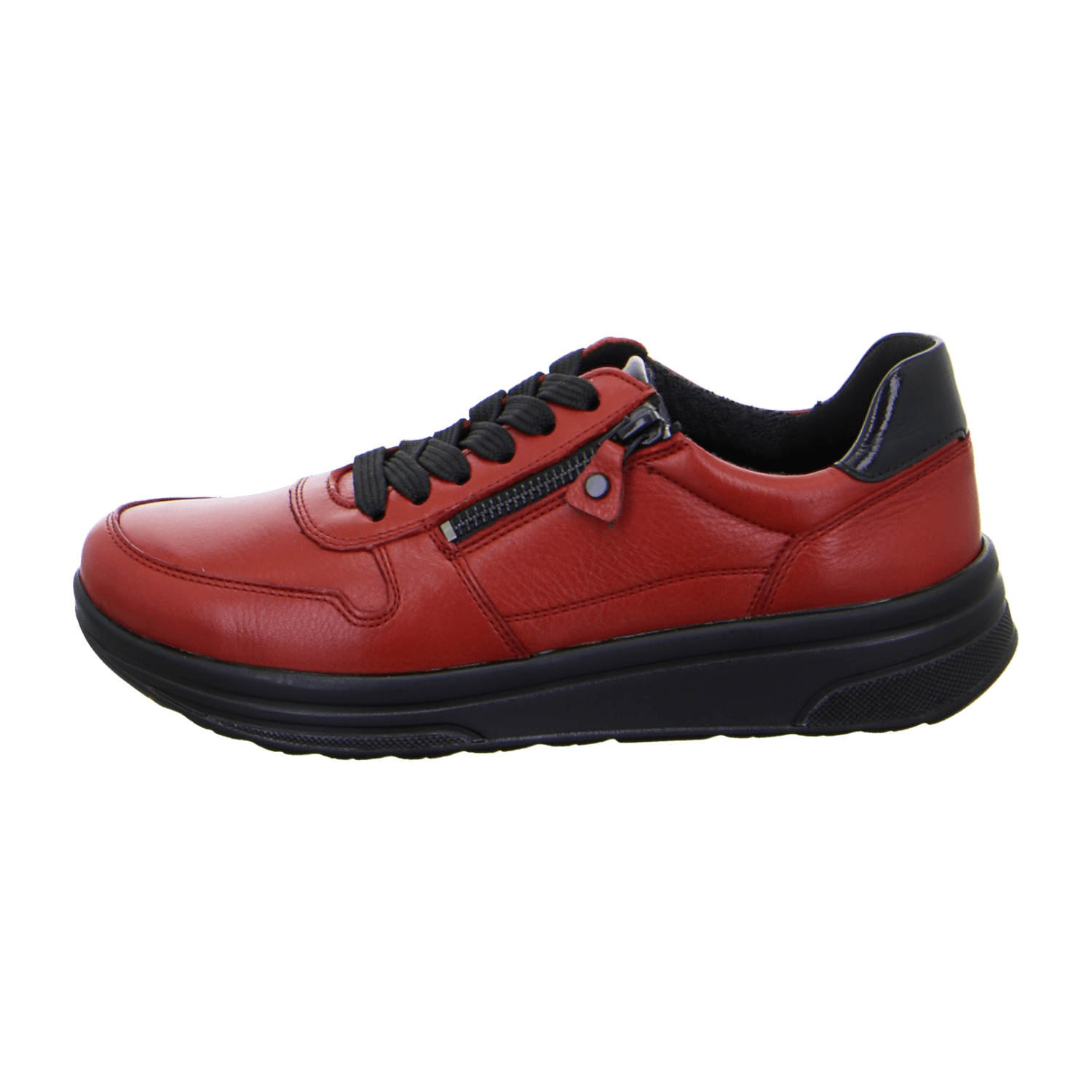ARA SAPPORO Women's Sneakers in Red Smooth Leather with Pull-On Closure and Round Toe
